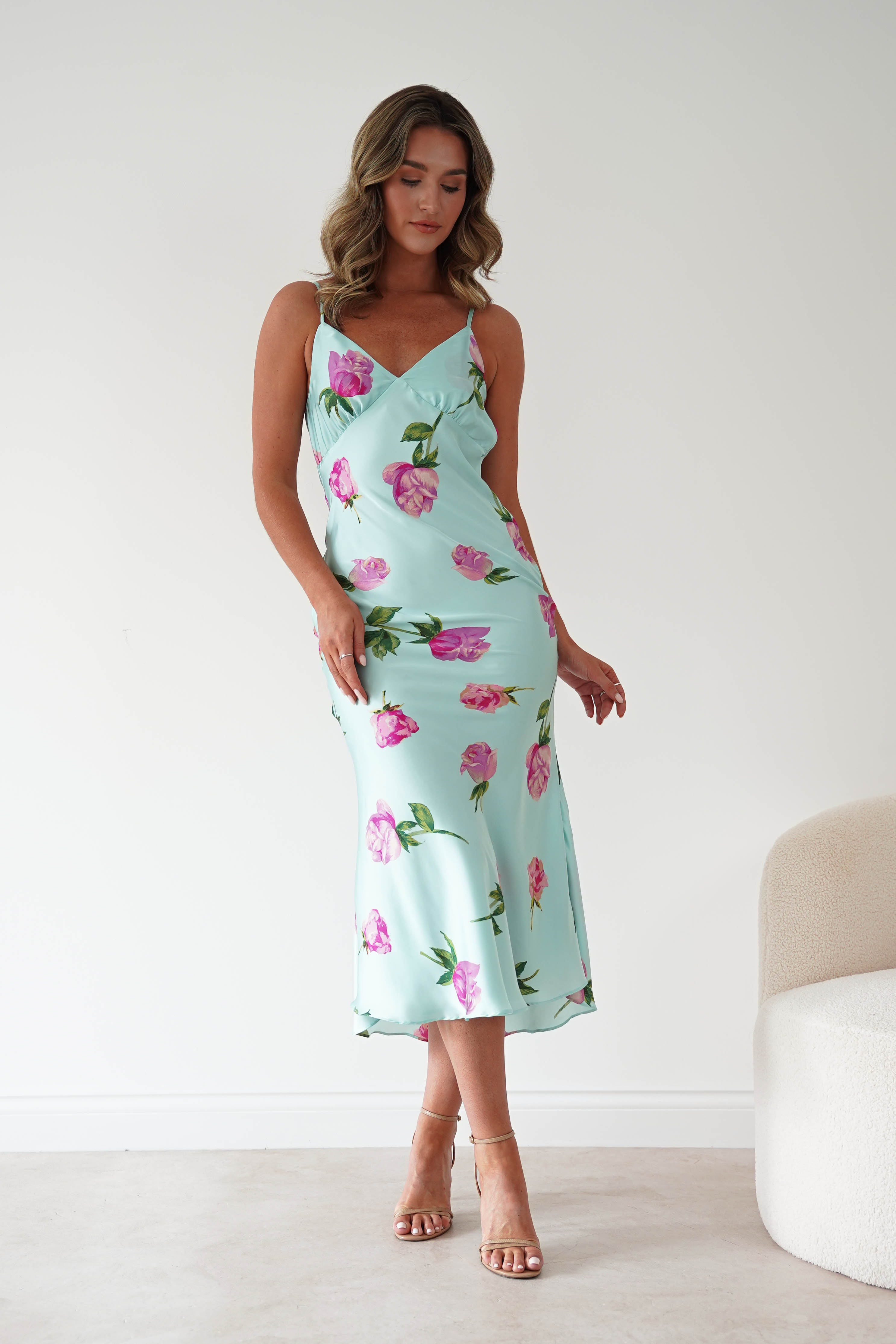 Oh Hello Clothing Women > Clothing > Dresses 1*DONE-DRESS FORUM-FD12159-ROSE MINT SATIN DRESS