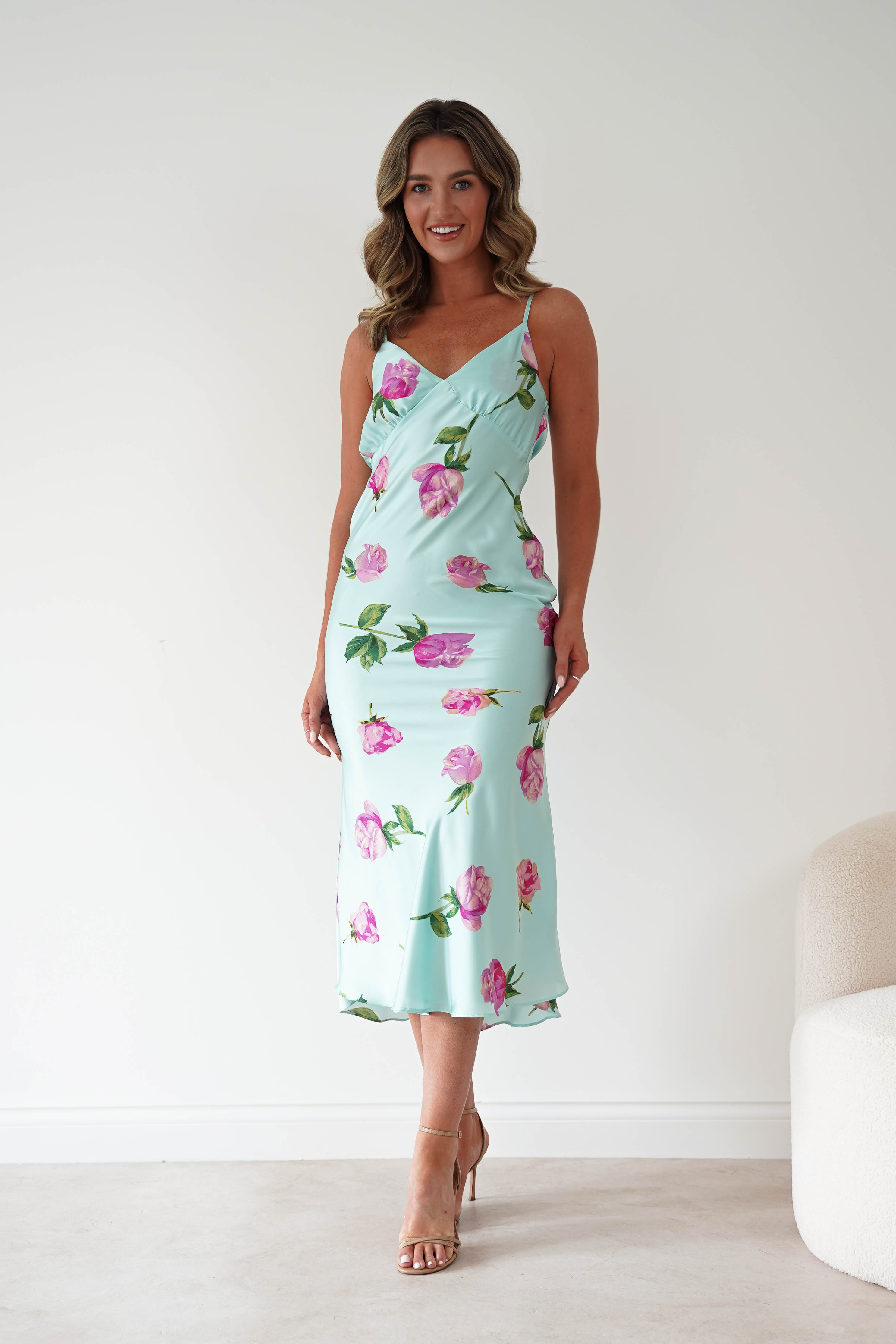 Oh Hello Clothing Women > Clothing > Dresses 1*DONE-DRESS FORUM-FD12159-ROSE MINT SATIN DRESS