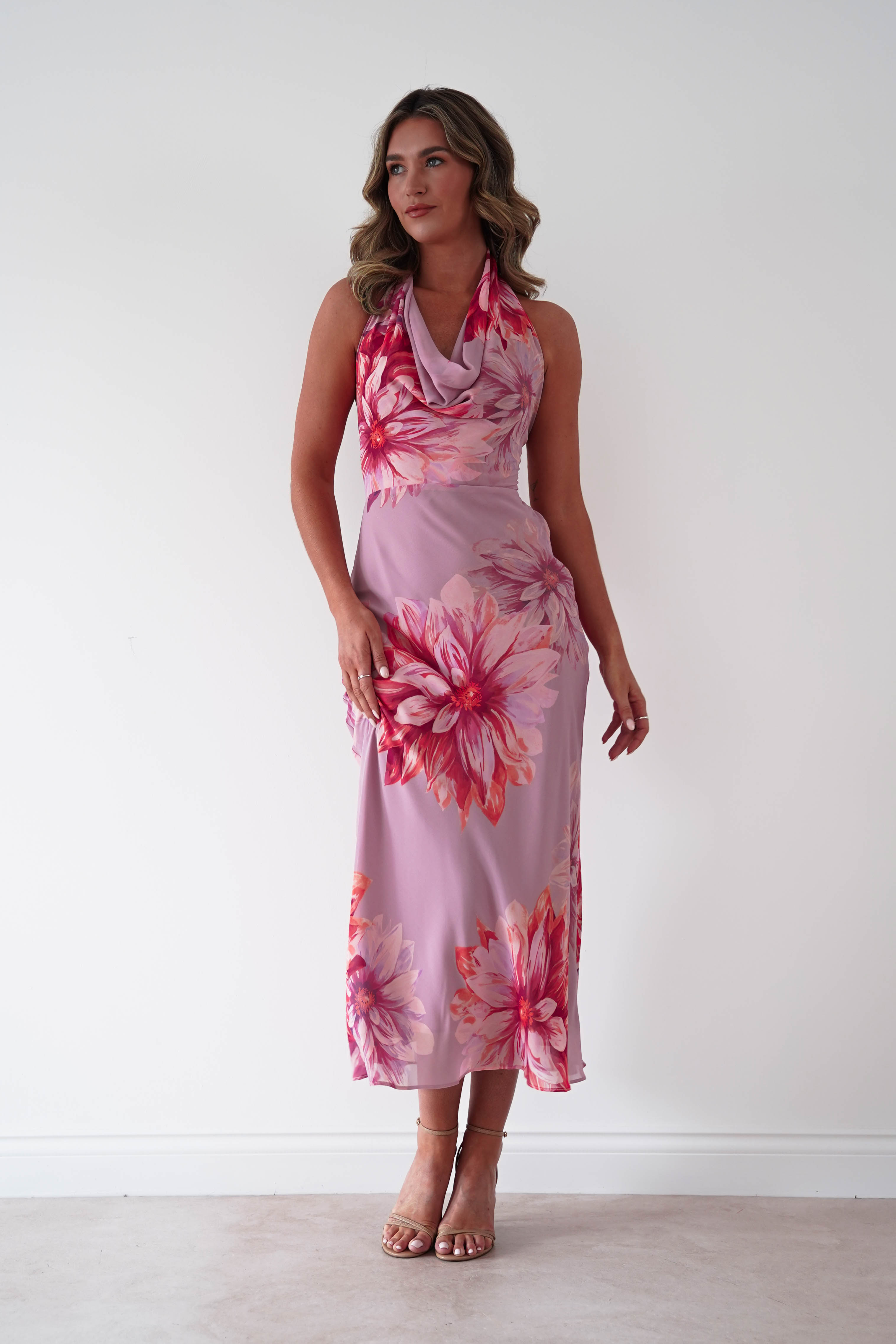 Oh Hello Clothing Women > Clothing > Dresses 1*DONE-DRESS FORUM-FD14259-DAHLIA GARDEN HALTER NECK DRESS