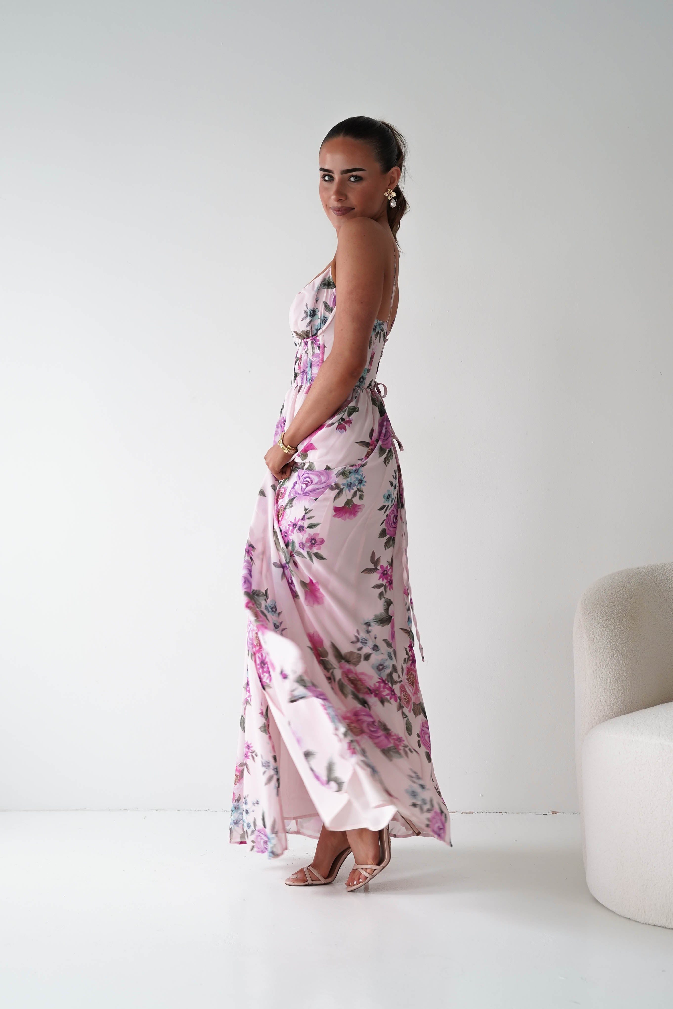Oh Hello Clothing Women > Clothing > Dresses 1*DONE -DRESSFORUM-FD12771FD12771-P2042-Lilac Floral Corset Maxi Dress