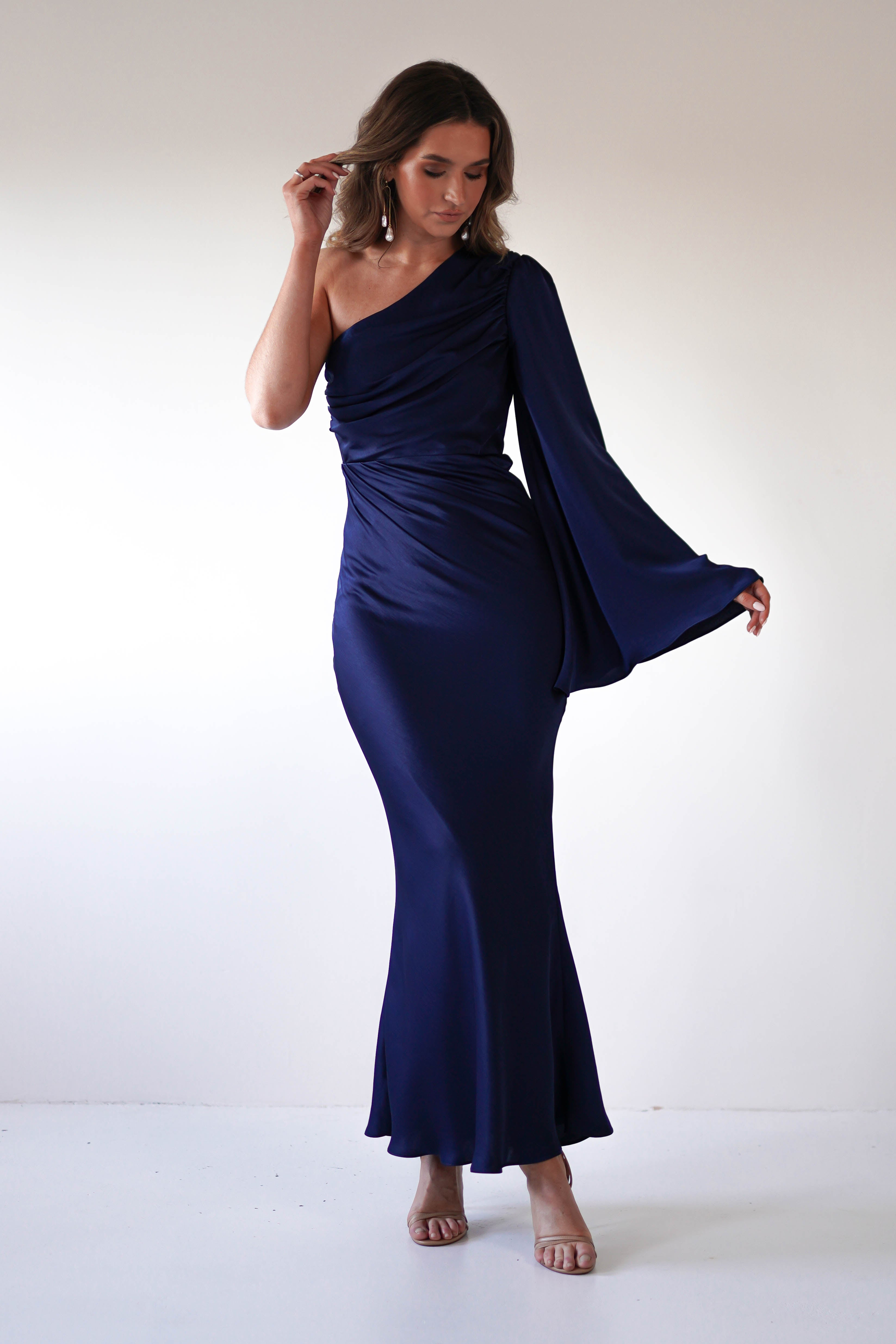 Sylvana Silky Maxi Dress Navy | Wedding Guest Dress | Maxi | Oh Hello Clothing