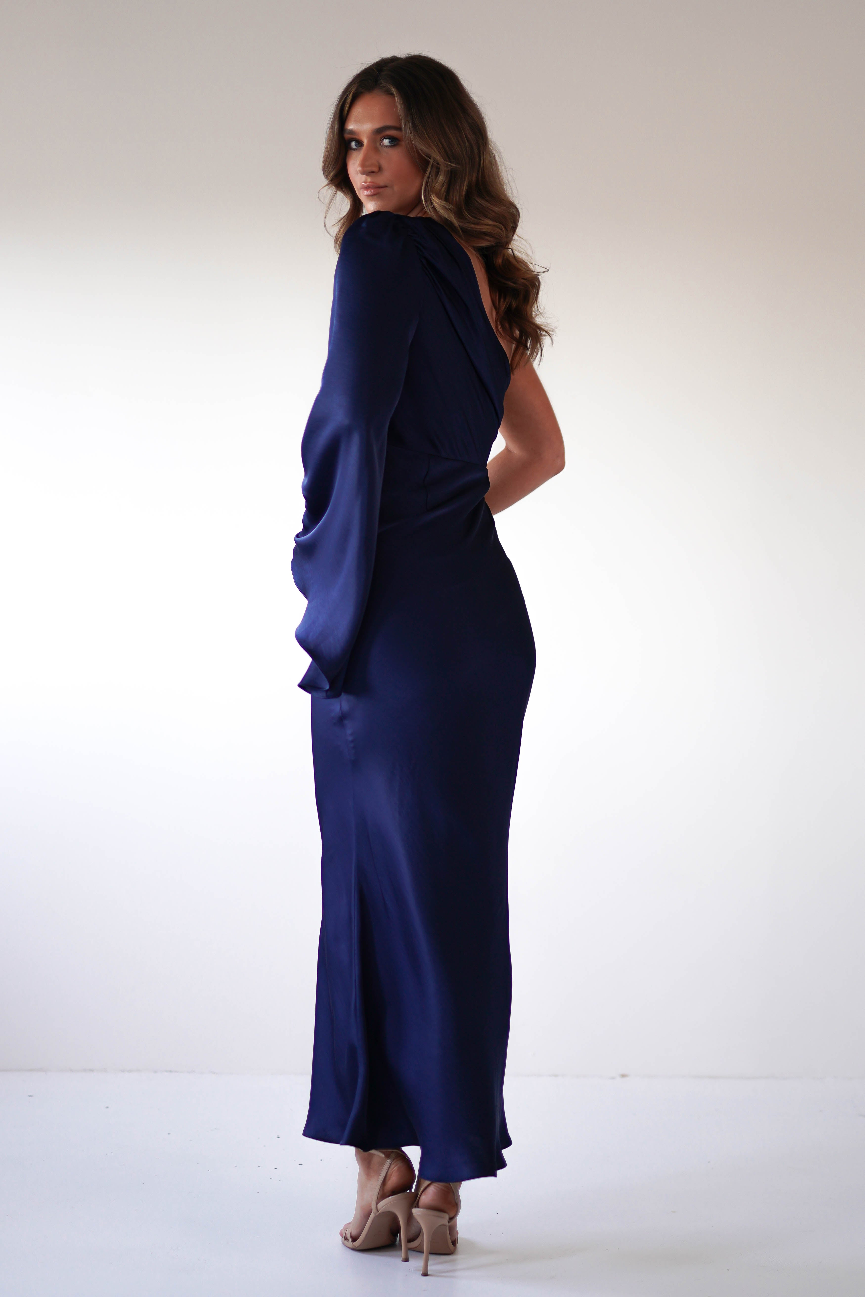 Sylvana Silky Maxi Dress Navy | Wedding Guest Dress | Maxi | Oh Hello Clothing