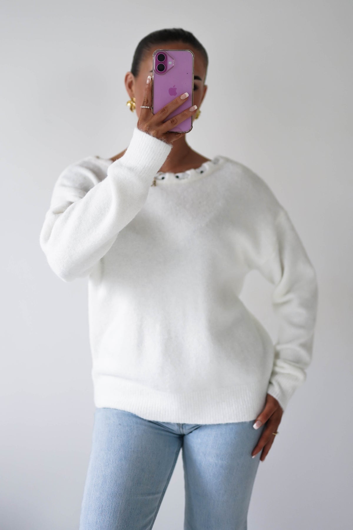 Oh Hello Clothing Women > Clothing > Knitwear ONE SIZE (6/12) 1*DONE-ELSA- Reversible Ribbon Tie Knit Jumper-21271