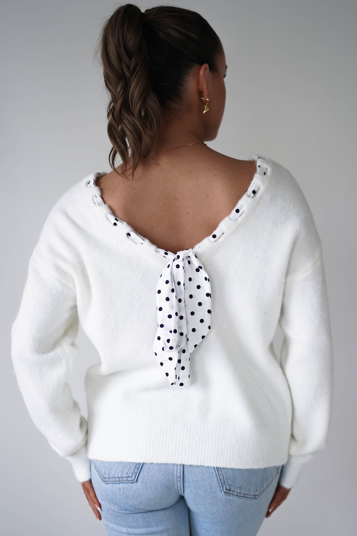 Oh Hello Clothing Women > Clothing > Knitwear ONE SIZE (6/12) 1*DONE-ELSA- Reversible Ribbon Tie Knit Jumper-21271