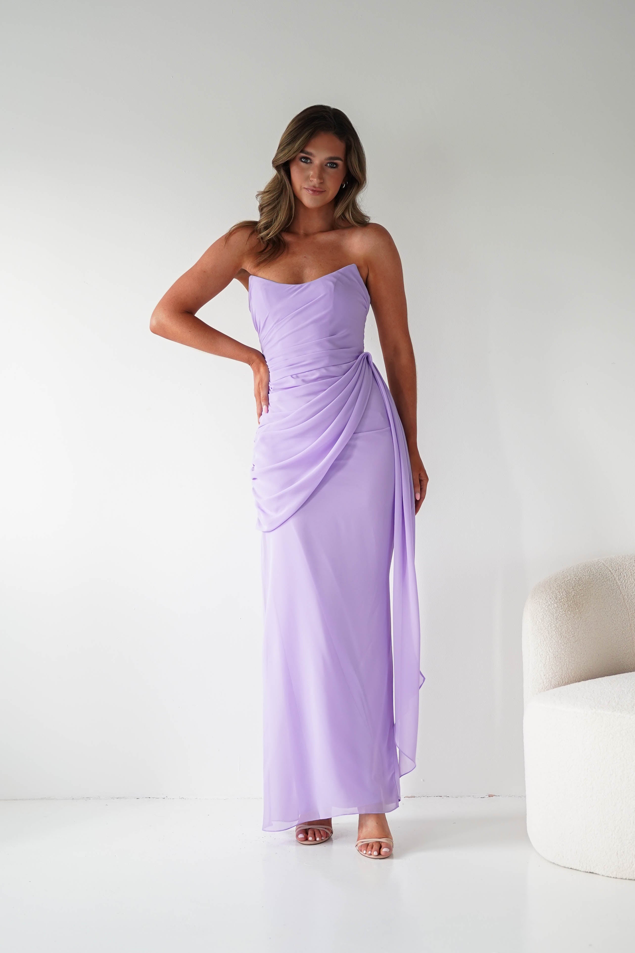 Oh Hello Clothing Women > Clothing > Dresses 1*DONE-Finn Strapless Draped Maxi Dress | LAVENDER