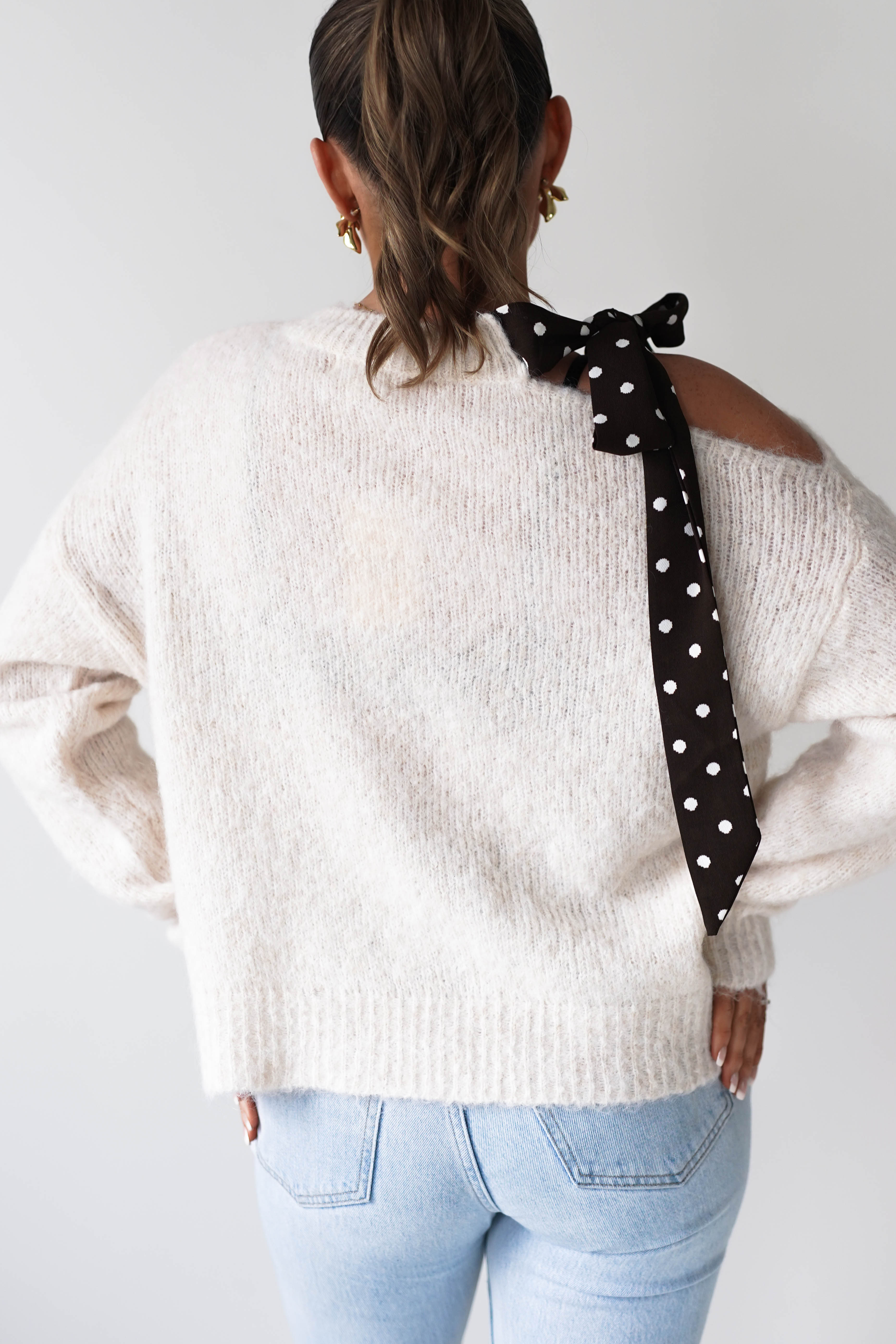 Oh Hello Clothing Women > Clothing > Knitwear ONE SIZE (6/12) 1*DONE-GRACIELA-PU6378 brown polka dot Detail Knit Jumper
