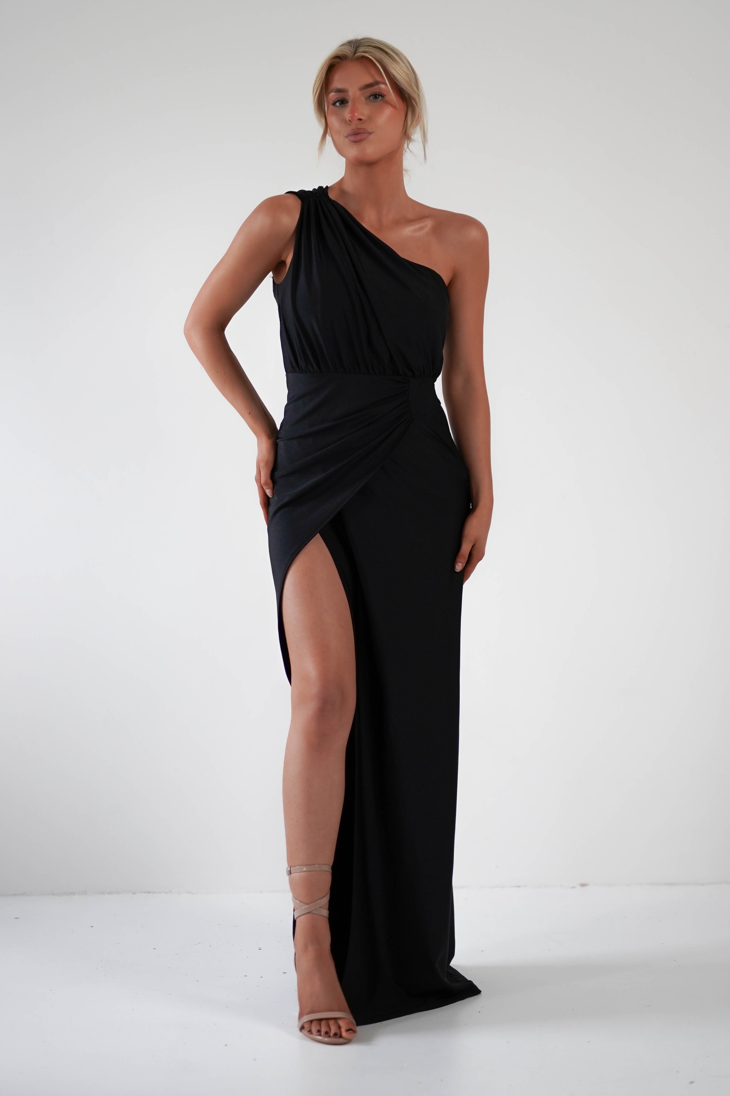 Giordana Jersey Bodycon Maxi Dress Black | Wedding Guest Dress | Bodycon | Maxi | Oh Hello Clothing