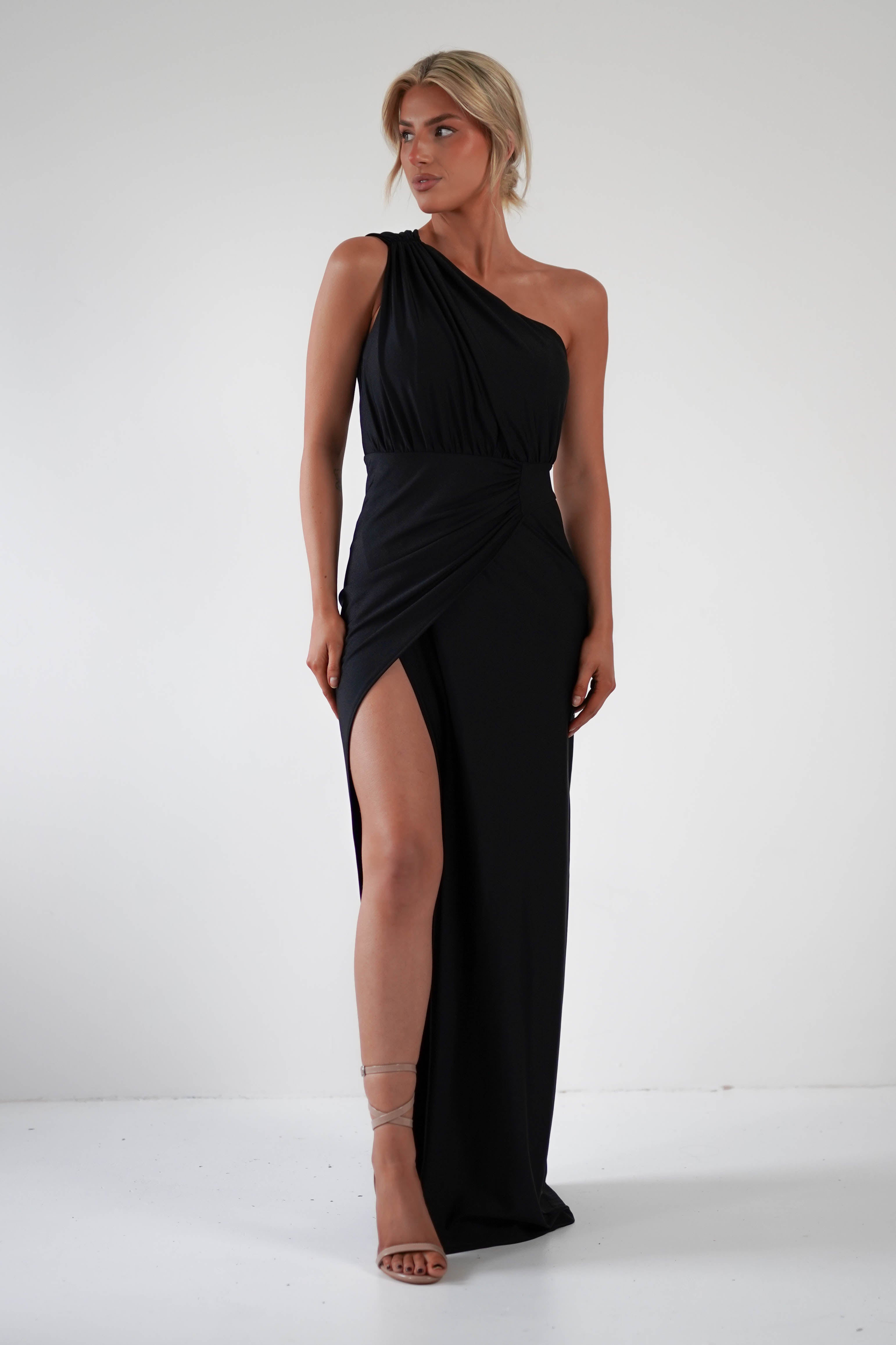 Giordana Jersey Bodycon Maxi Dress Black | Wedding Guest Dress | Bodycon | Maxi | Oh Hello Clothing