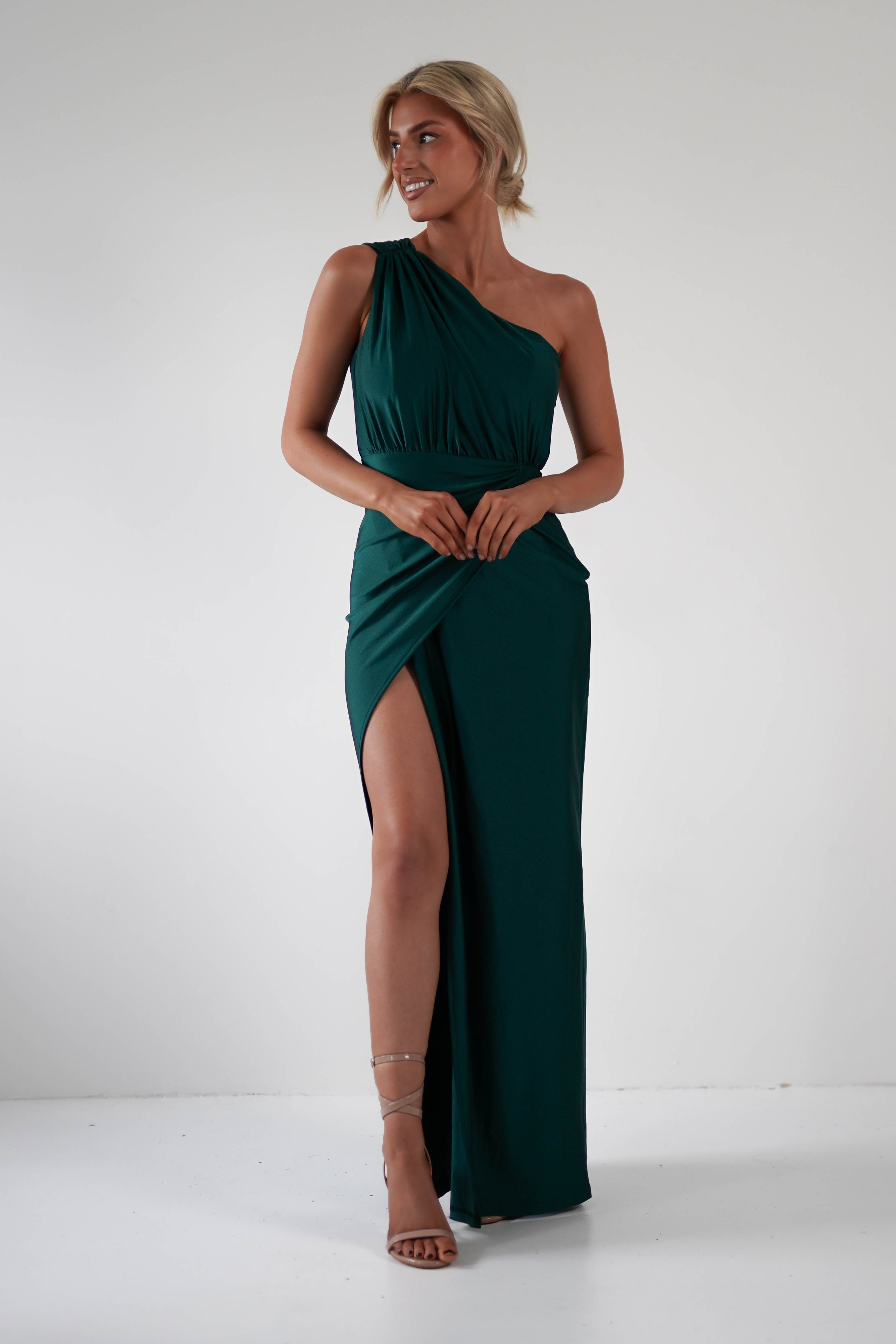 Giordana Jersey Bodycon Maxi Dress Forest Green | Wedding Guest Dress | Bodycon | Maxi | Oh Hello Clothing
