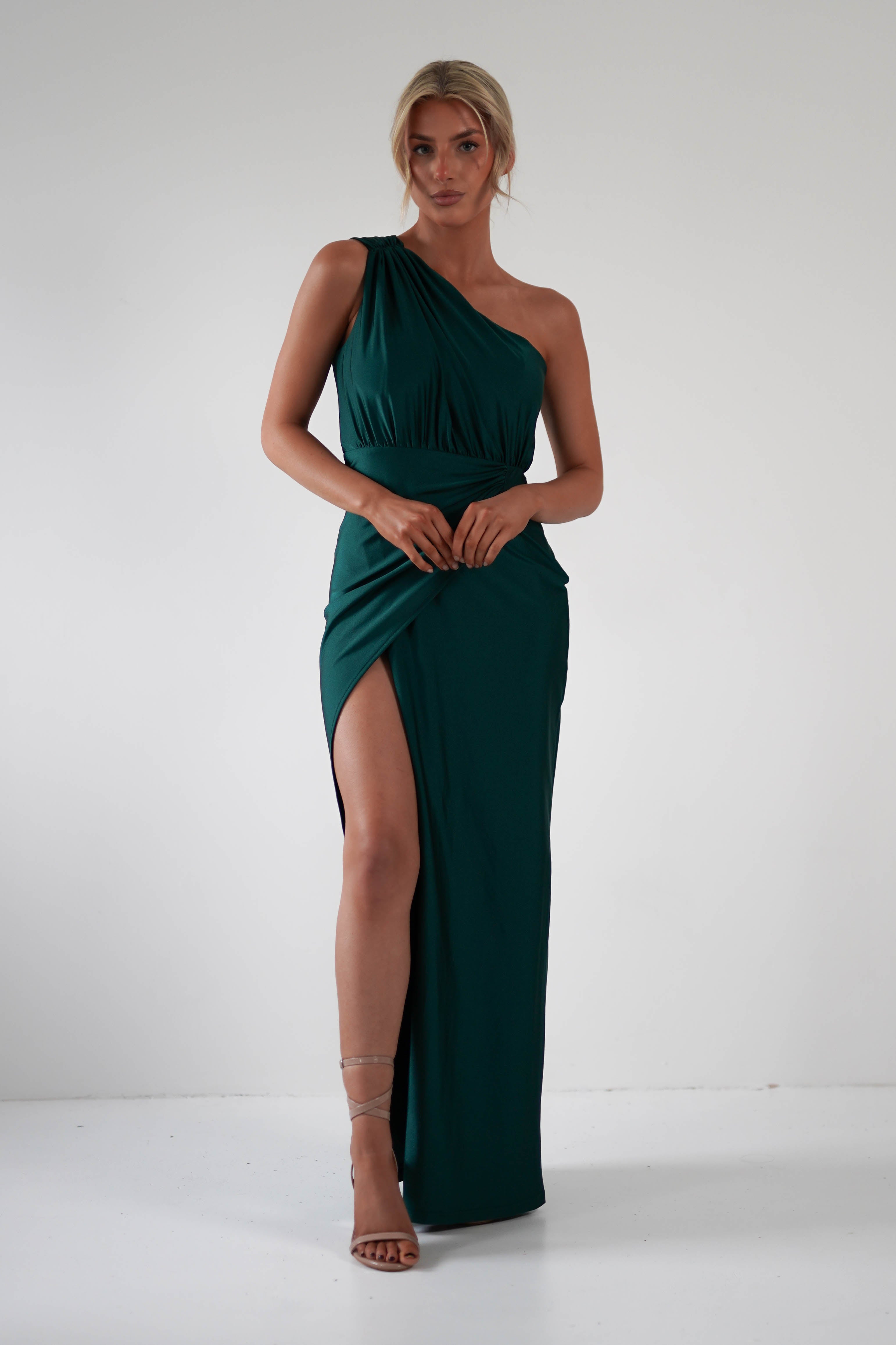 Giordana Jersey Bodycon Maxi Dress Forest Green | Wedding Guest Dress | Bodycon | Maxi | Oh Hello Clothing