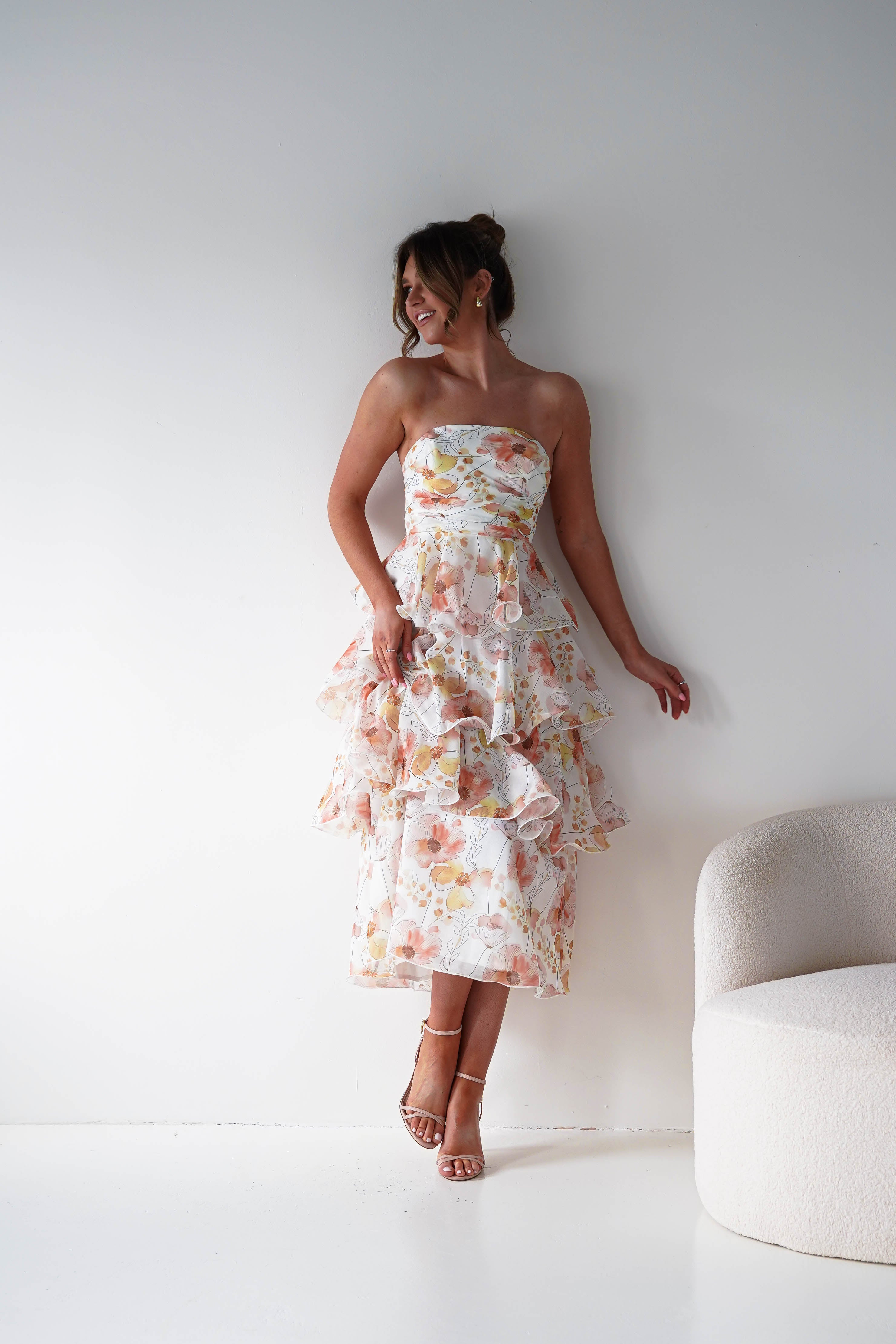 Oh Hello Clothing Women > Clothing > Dresses 1*DONE -INDIKAH-CM6406D16-Floral Tiered Strapless Maxi Dress