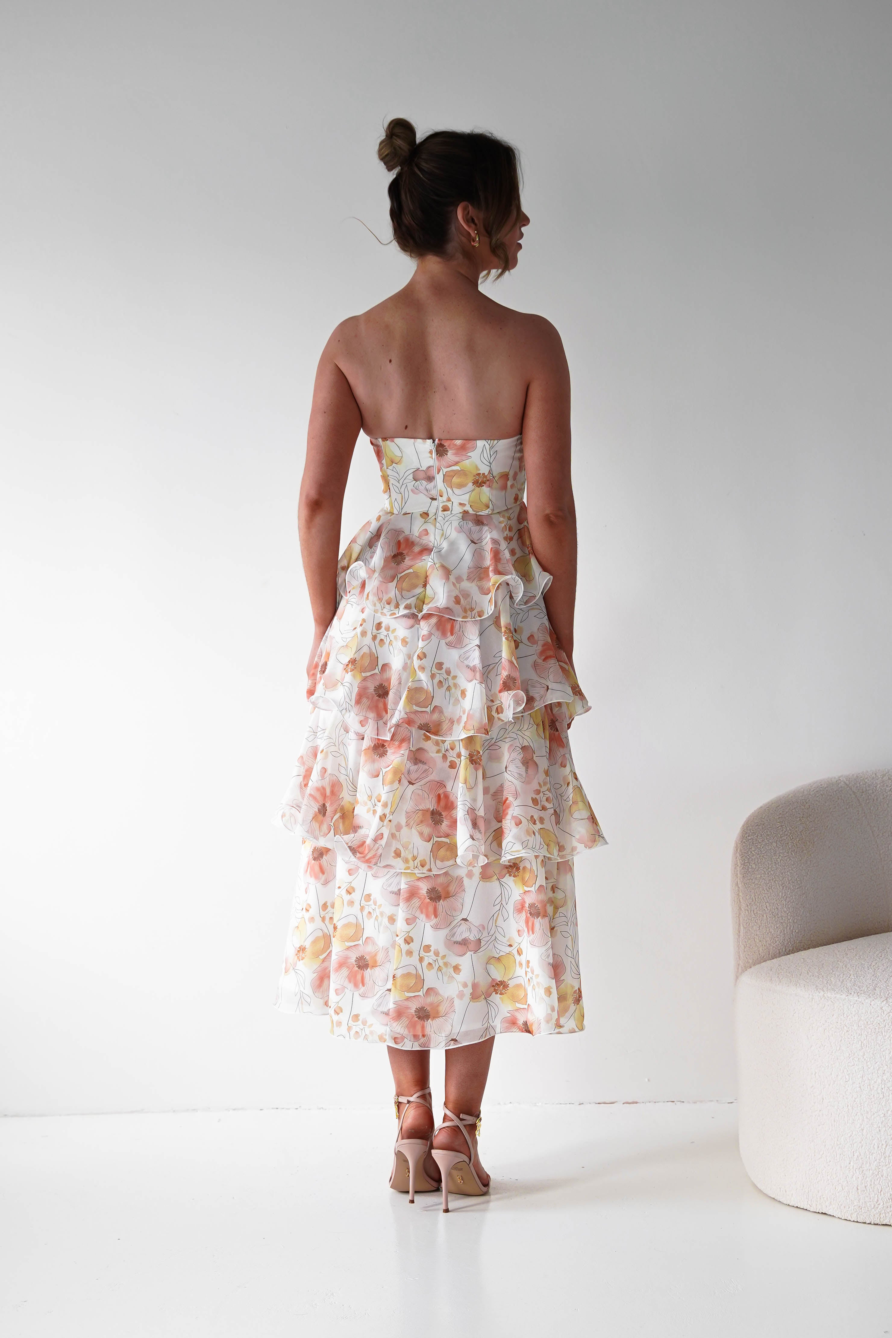 Oh Hello Clothing Women > Clothing > Dresses 1*DONE -INDIKAH-CM6406D16-Floral Tiered Strapless Maxi Dress