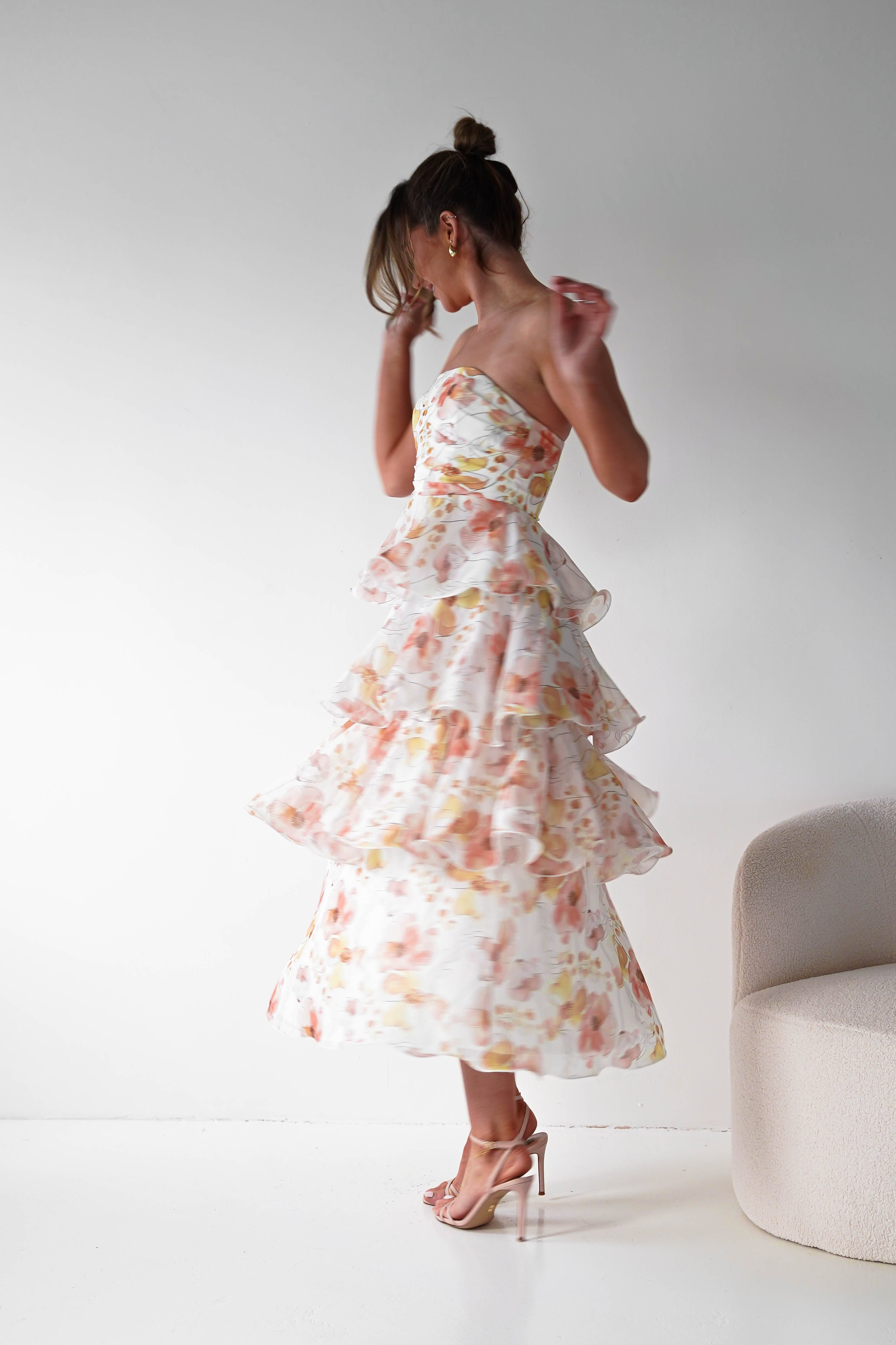 Oh Hello Clothing Women > Clothing > Dresses 1*DONE -INDIKAH-CM6406D16-Floral Tiered Strapless Maxi Dress