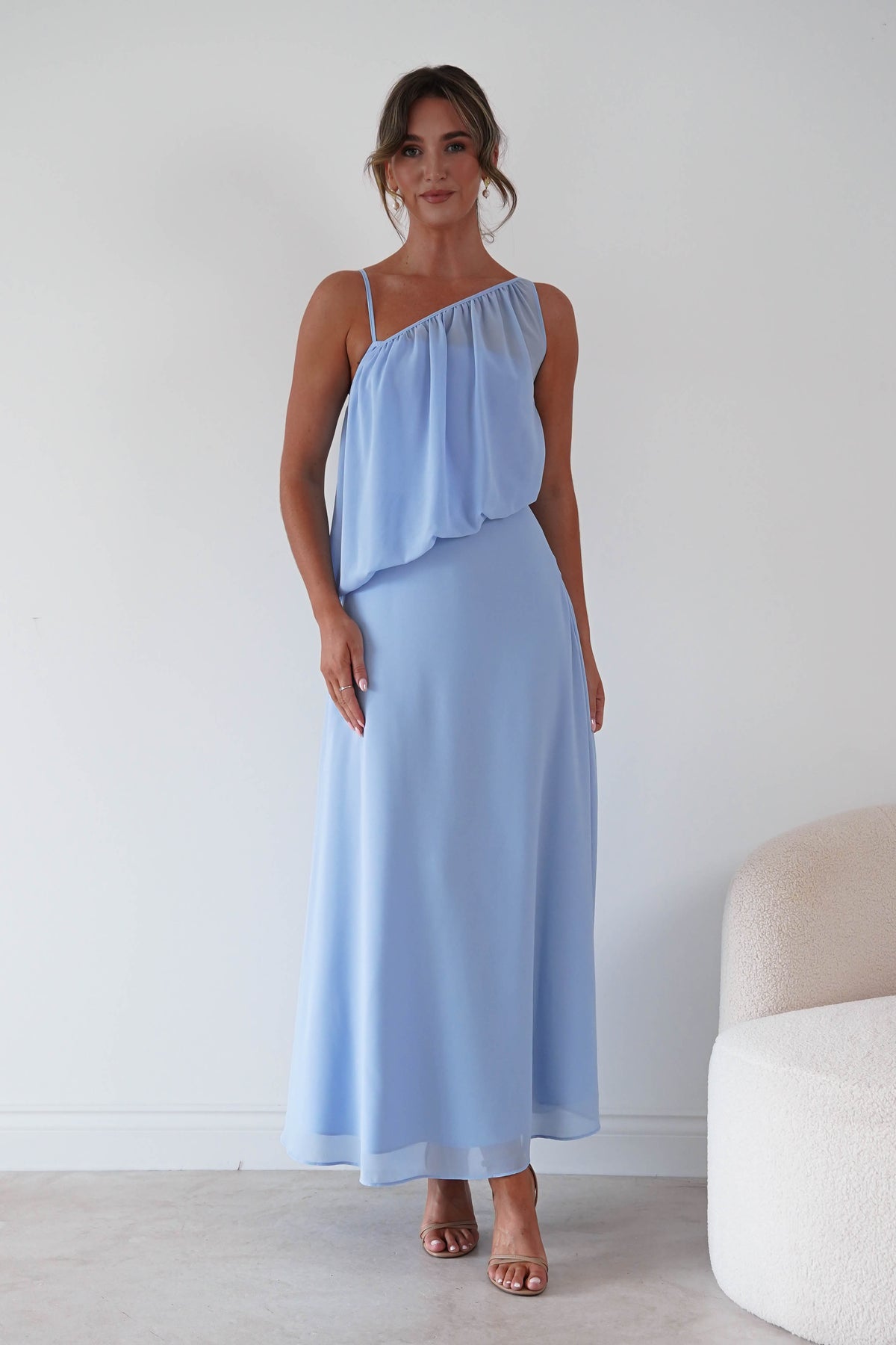 Oh Hello Clothing Women > Clothing > Dresses 1*DONE*-INDIKAH-HRTO147F-Blue Asymmetric Draped Maxi Dress