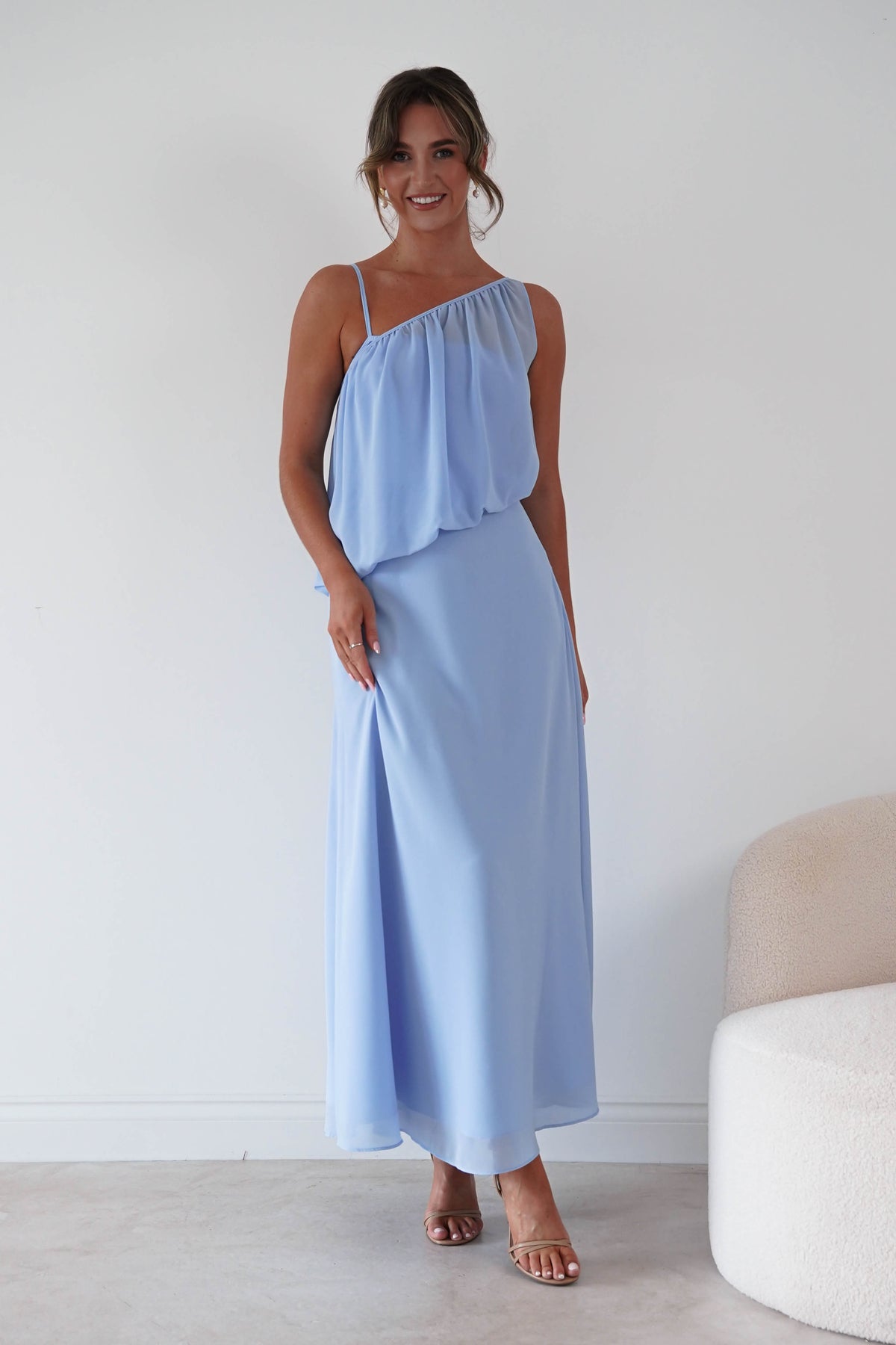 Oh Hello Clothing Women > Clothing > Dresses 1*DONE*-INDIKAH-HRTO147F-Blue Asymmetric Draped Maxi Dress