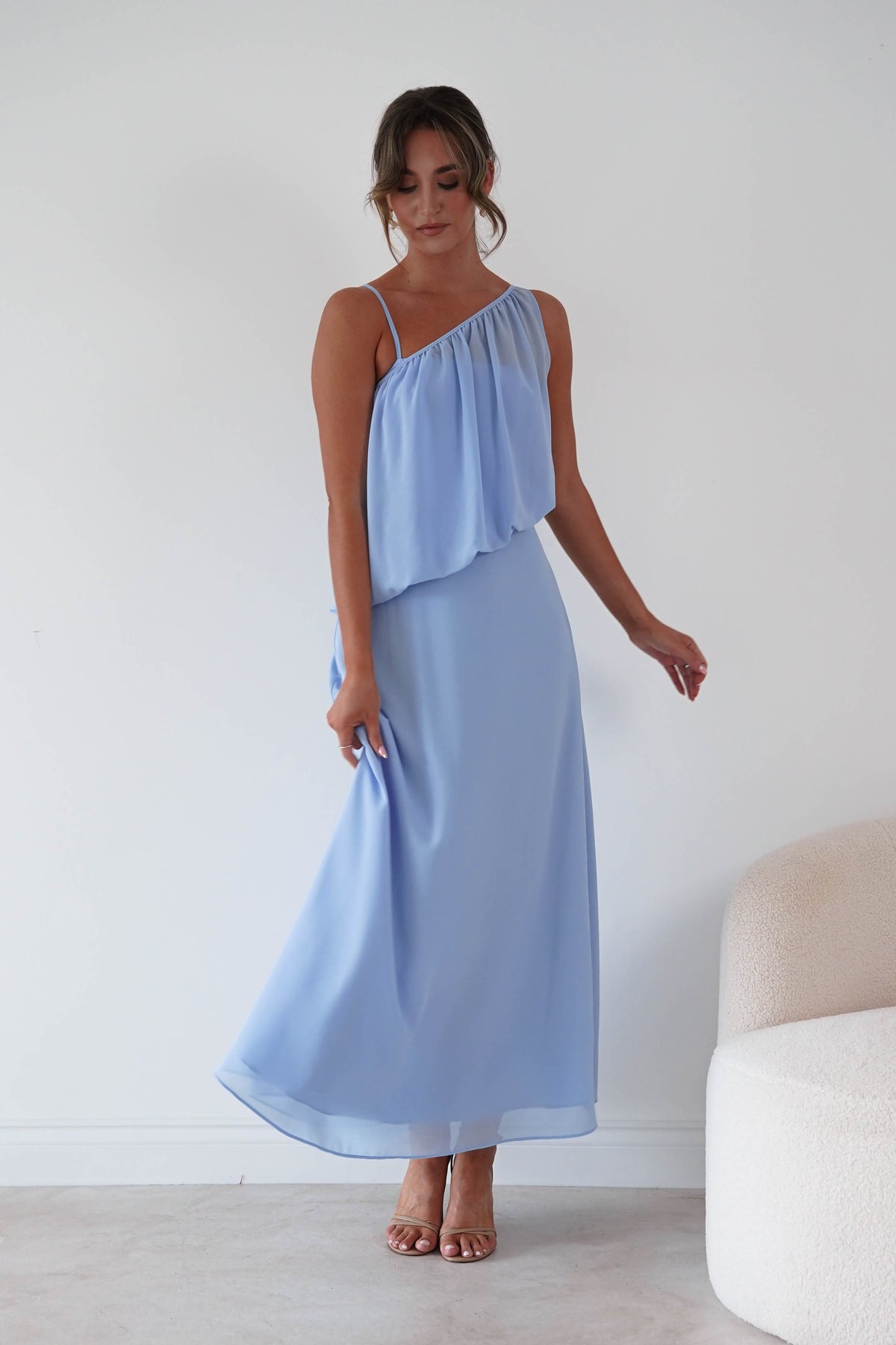 Oh Hello Clothing Women > Clothing > Dresses 1*DONE*-INDIKAH-HRTO147F-Blue Asymmetric Draped Maxi Dress