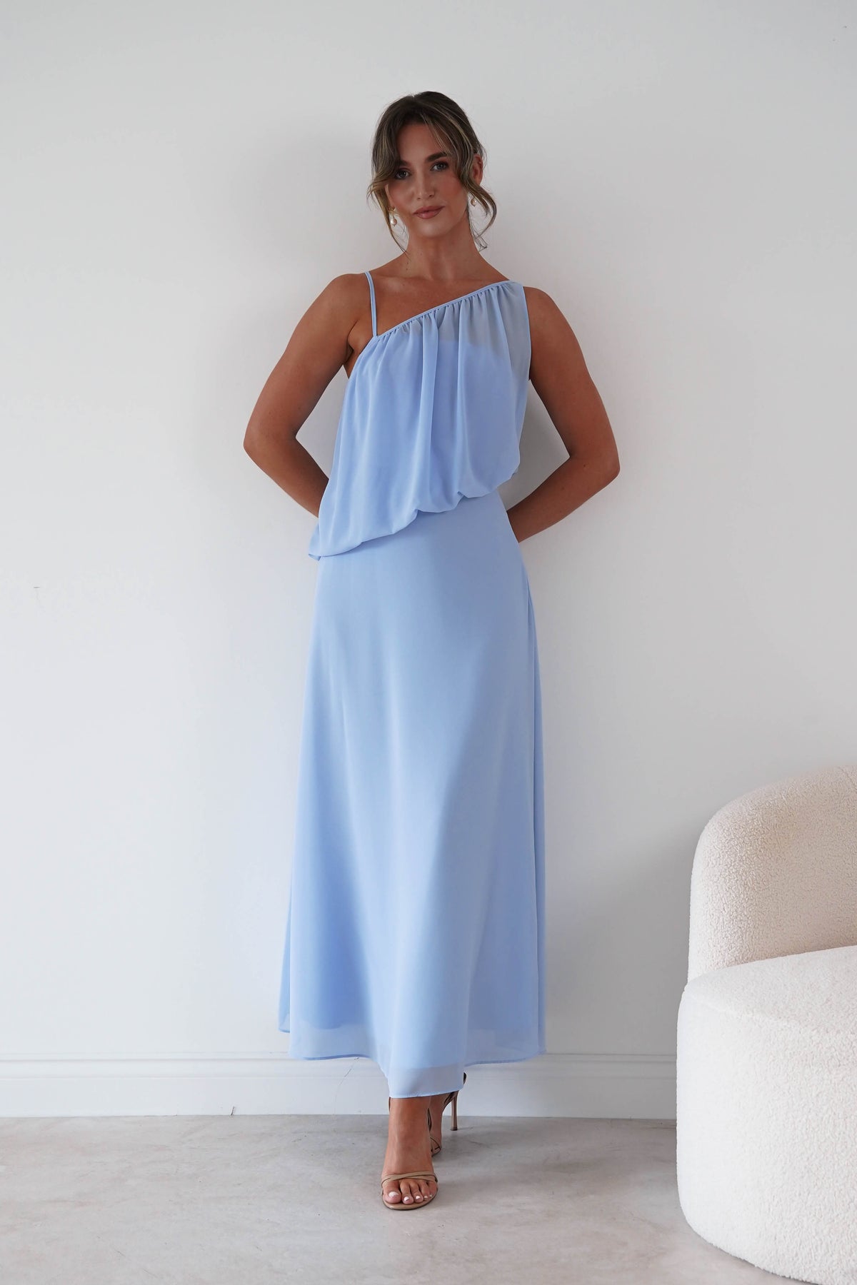Oh Hello Clothing Women > Clothing > Dresses 1*DONE*-INDIKAH-HRTO147F-Blue Asymmetric Draped Maxi Dress