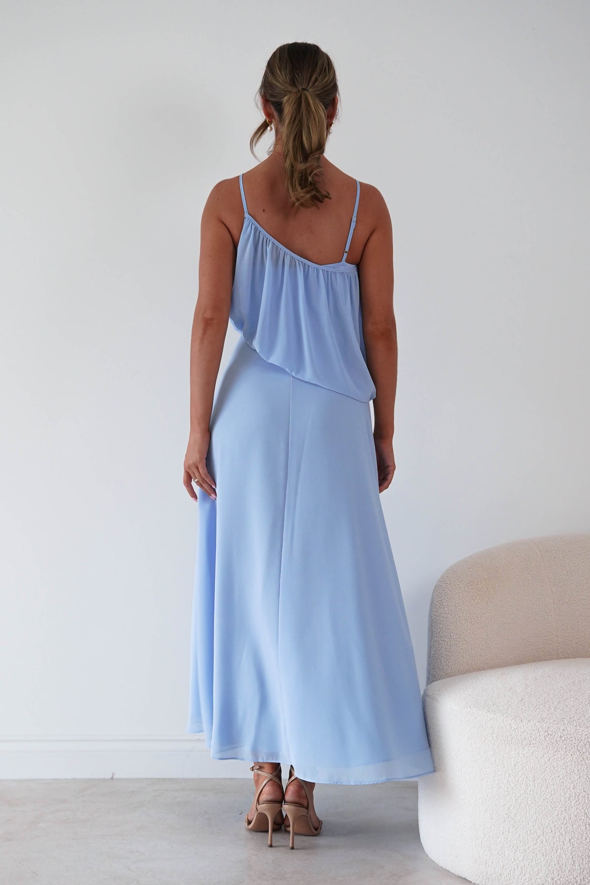 Oh Hello Clothing Women > Clothing > Dresses 1*DONE*-INDIKAH-HRTO147F-Blue Asymmetric Draped Maxi Dress