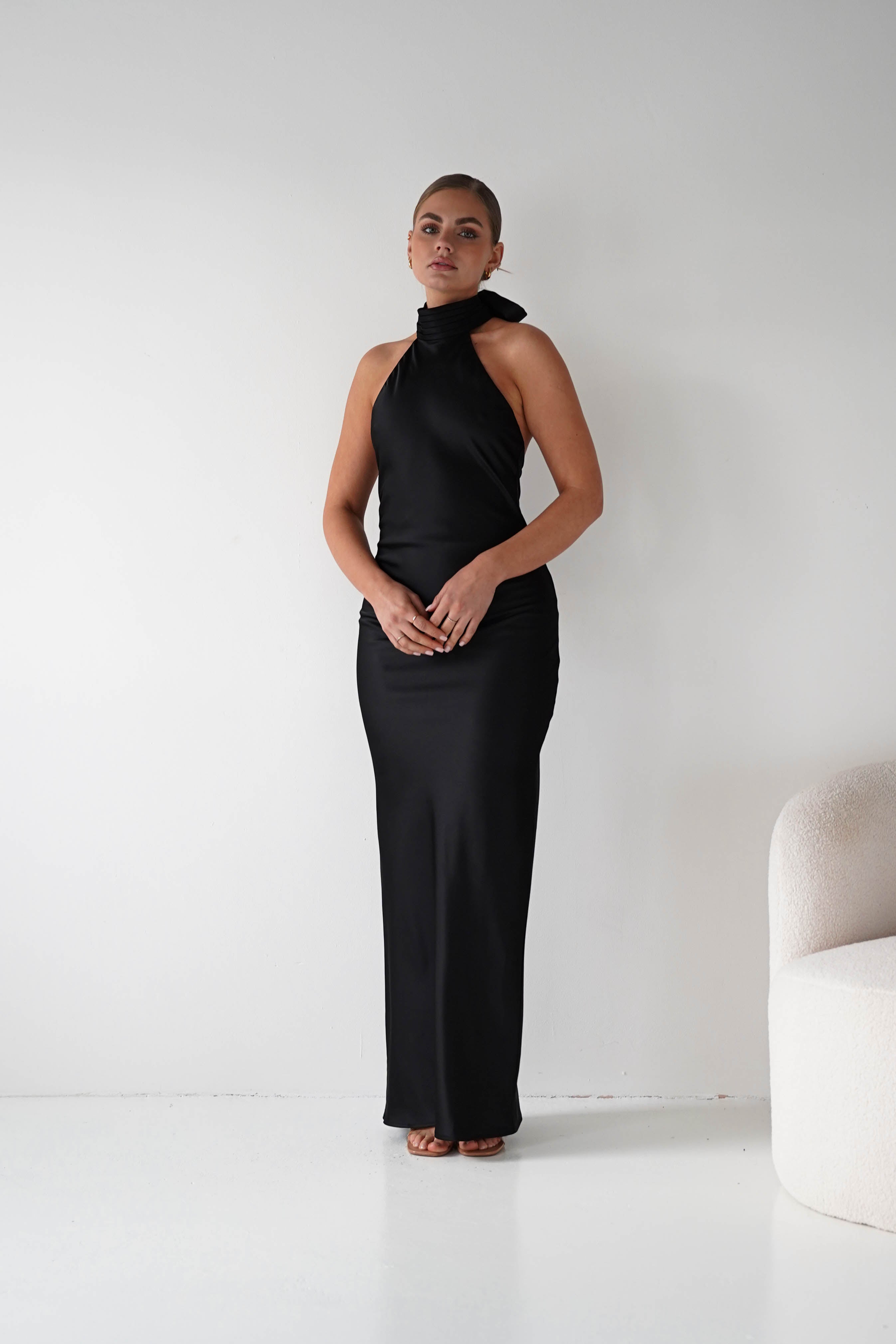 Oh Hello Clothing Women > Clothing > Dresses 1* DONE- Isla Halterneck Maxi Slip Dress | BLACK