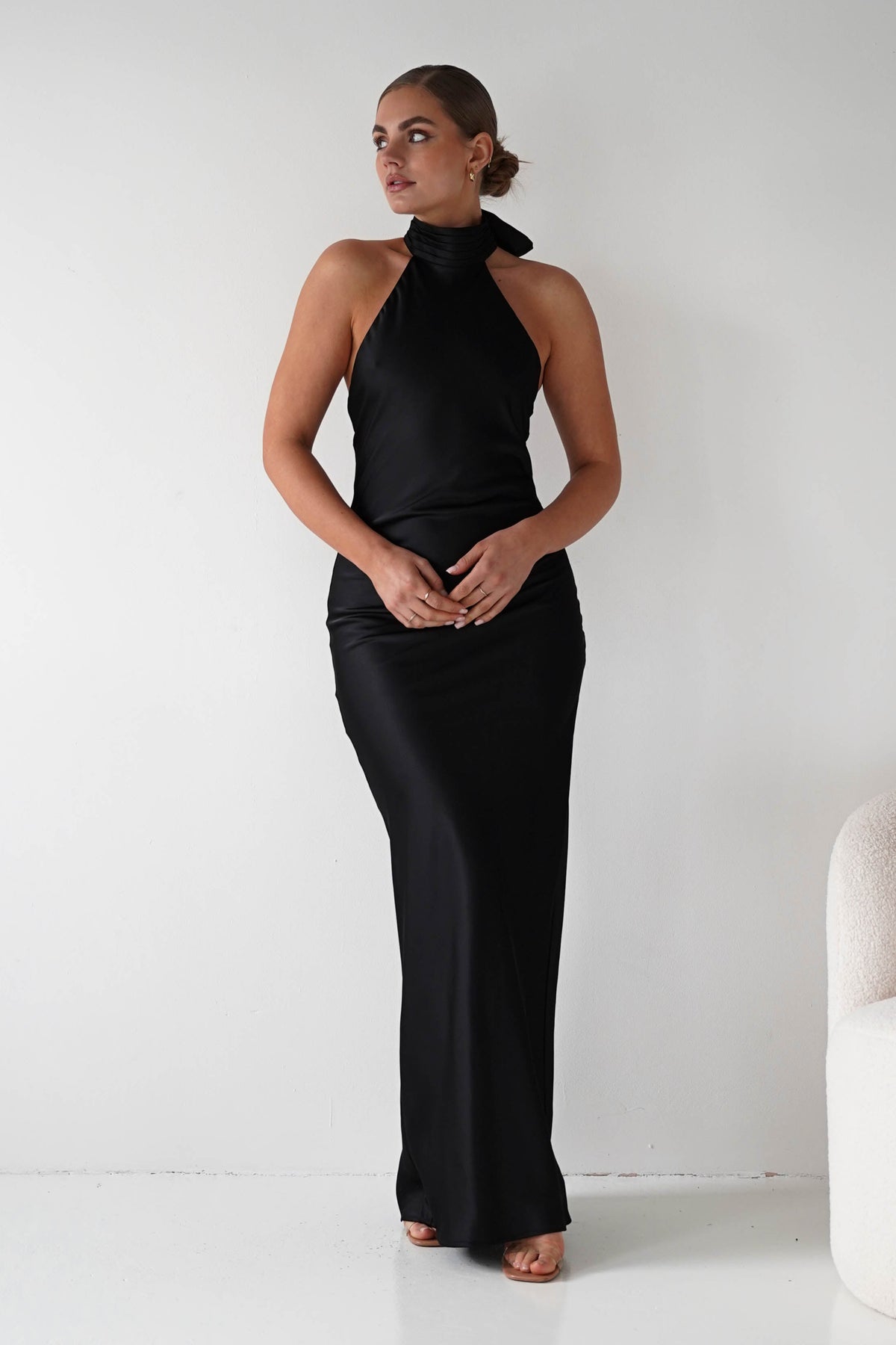 Oh Hello Clothing Women > Clothing > Dresses 1* DONE- Isla Halterneck Maxi Slip Dress | BLACK