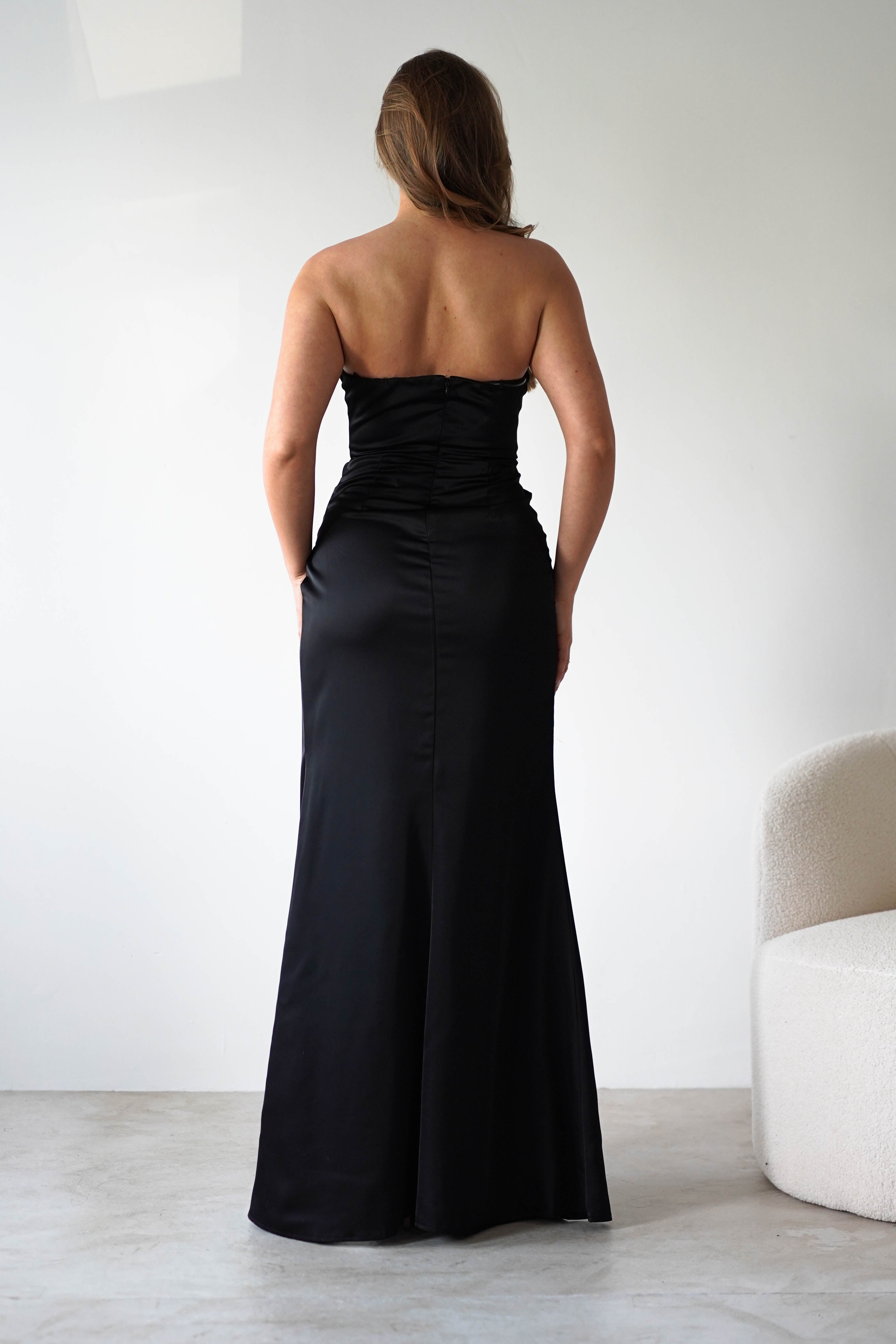 Alyce Soft Satin Strapless Gown | Black | Debs & Prom | Formal Gown | Oh Hello Clothing