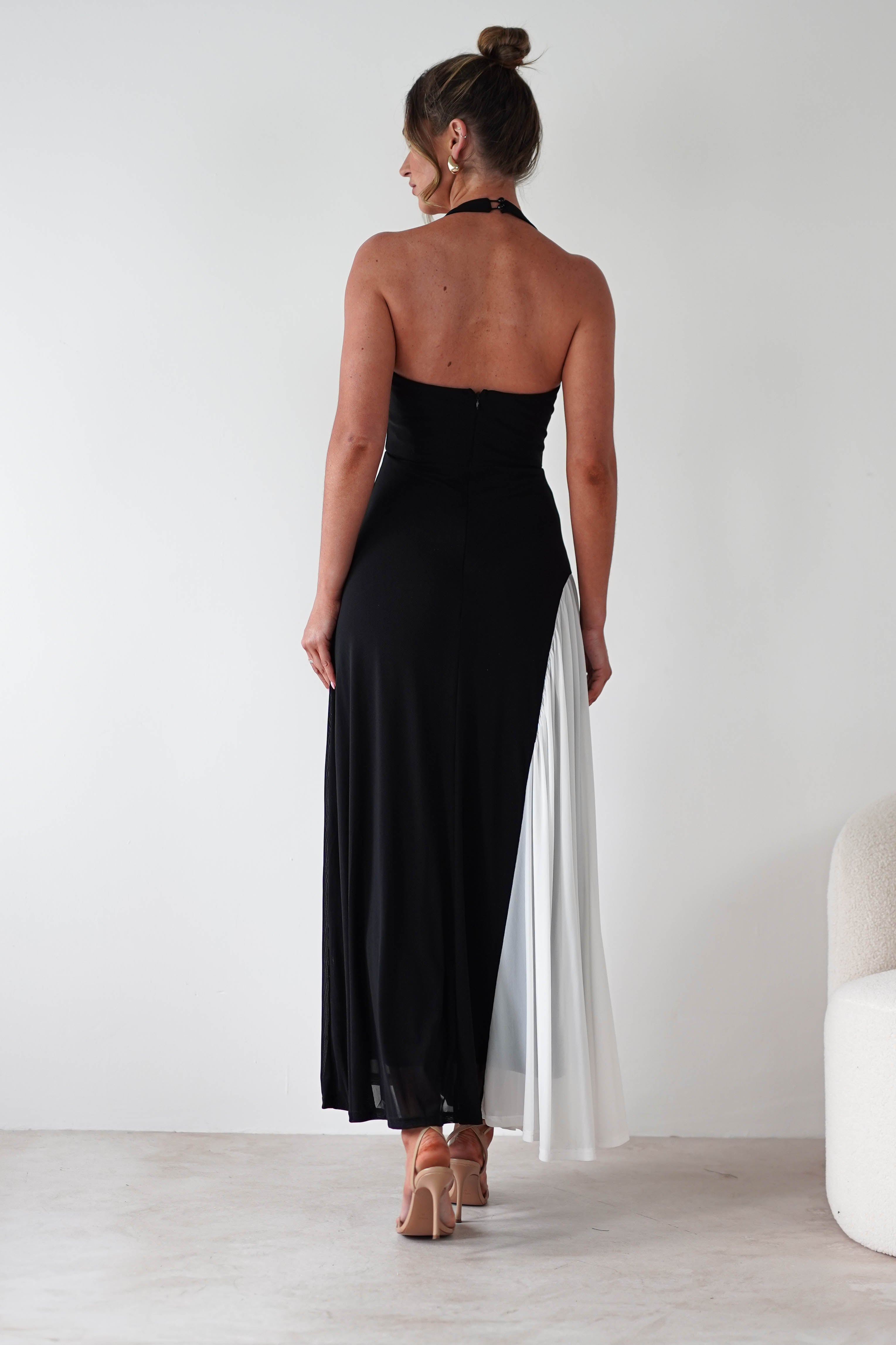Unika Halterneck Maxi Dress Black/White | Wedding Guest Dress | Halter Neck | Maxi | Oh Hello Clothing