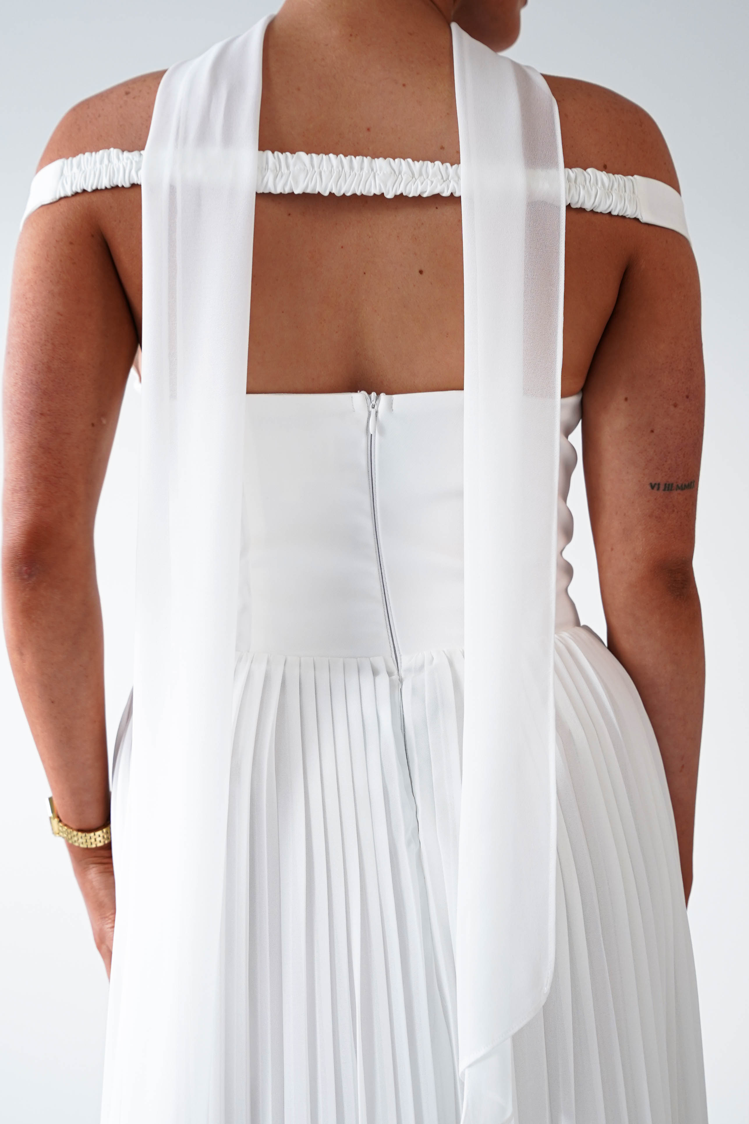 Oh Hello Clothing Women > Clothing > Dresses 1*DONE- Kelsea Off The Shoulder Pleated Maxi Dress |WHITE