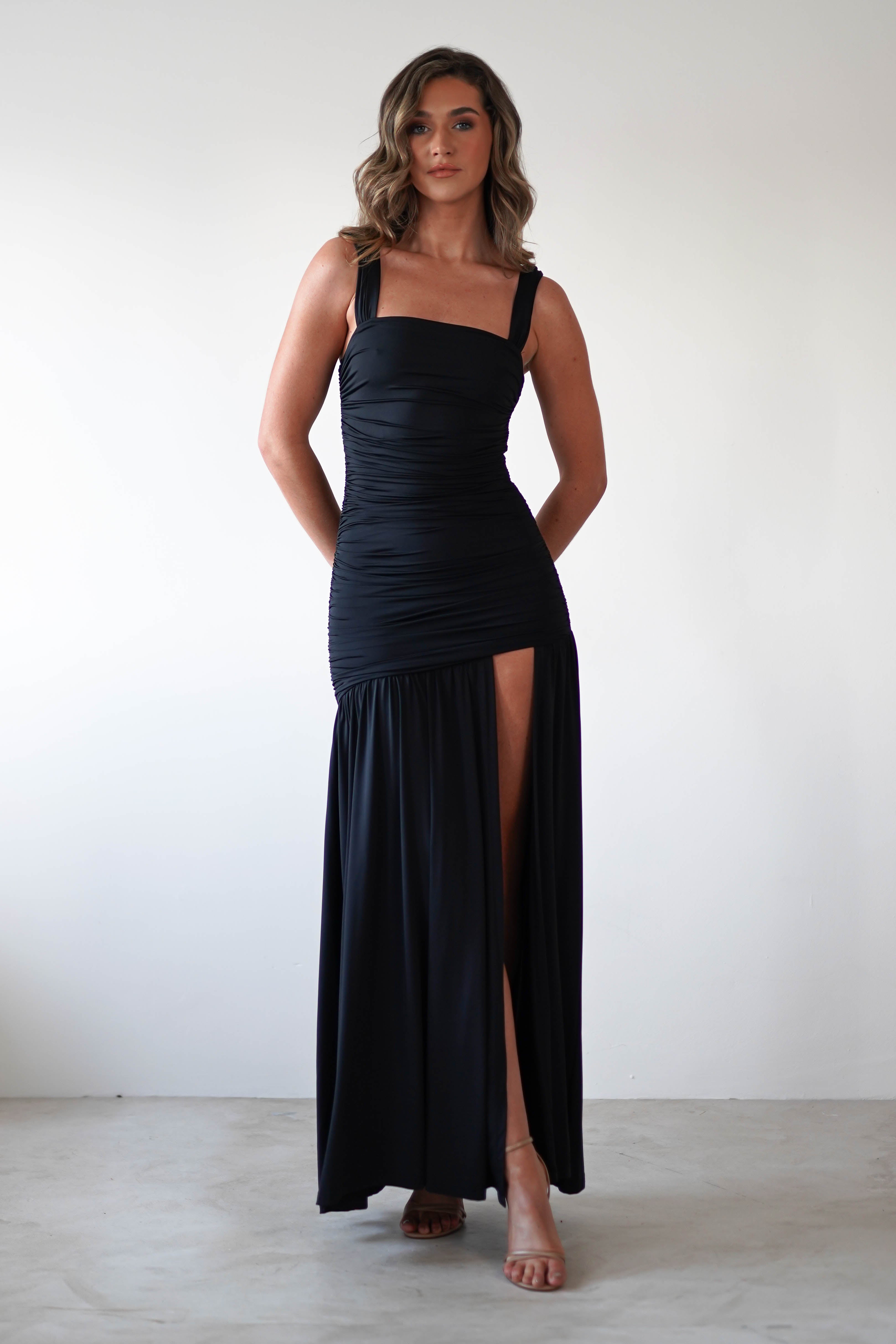 Milla Jersey Bodycon Maxi Dress Black | Wedding Guest Dress | Bodycon | Maxi | Oh Hello Clothing