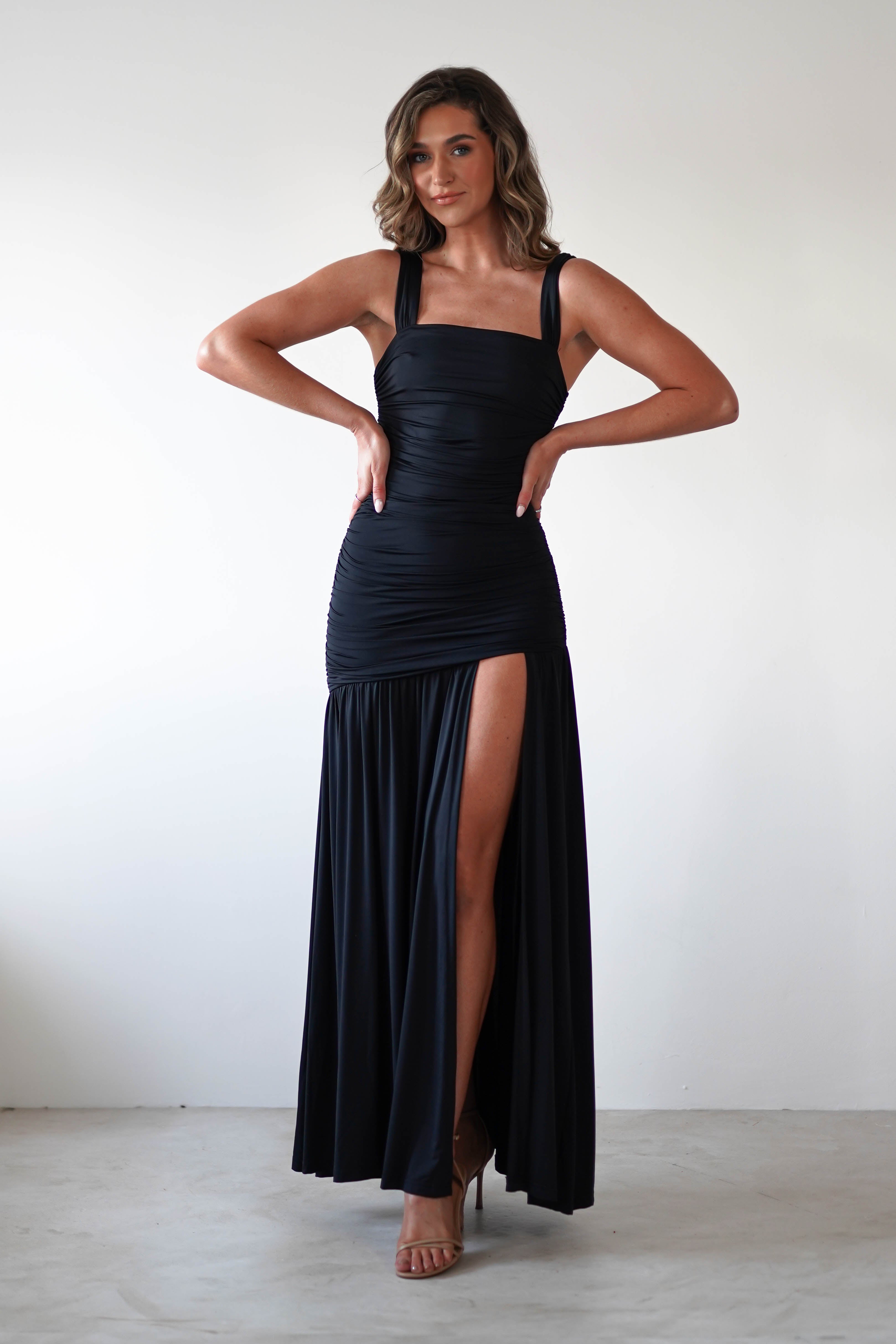 Milla Jersey Bodycon Maxi Dress Black | Wedding Guest Dress | Bodycon | Maxi | Oh Hello Clothing