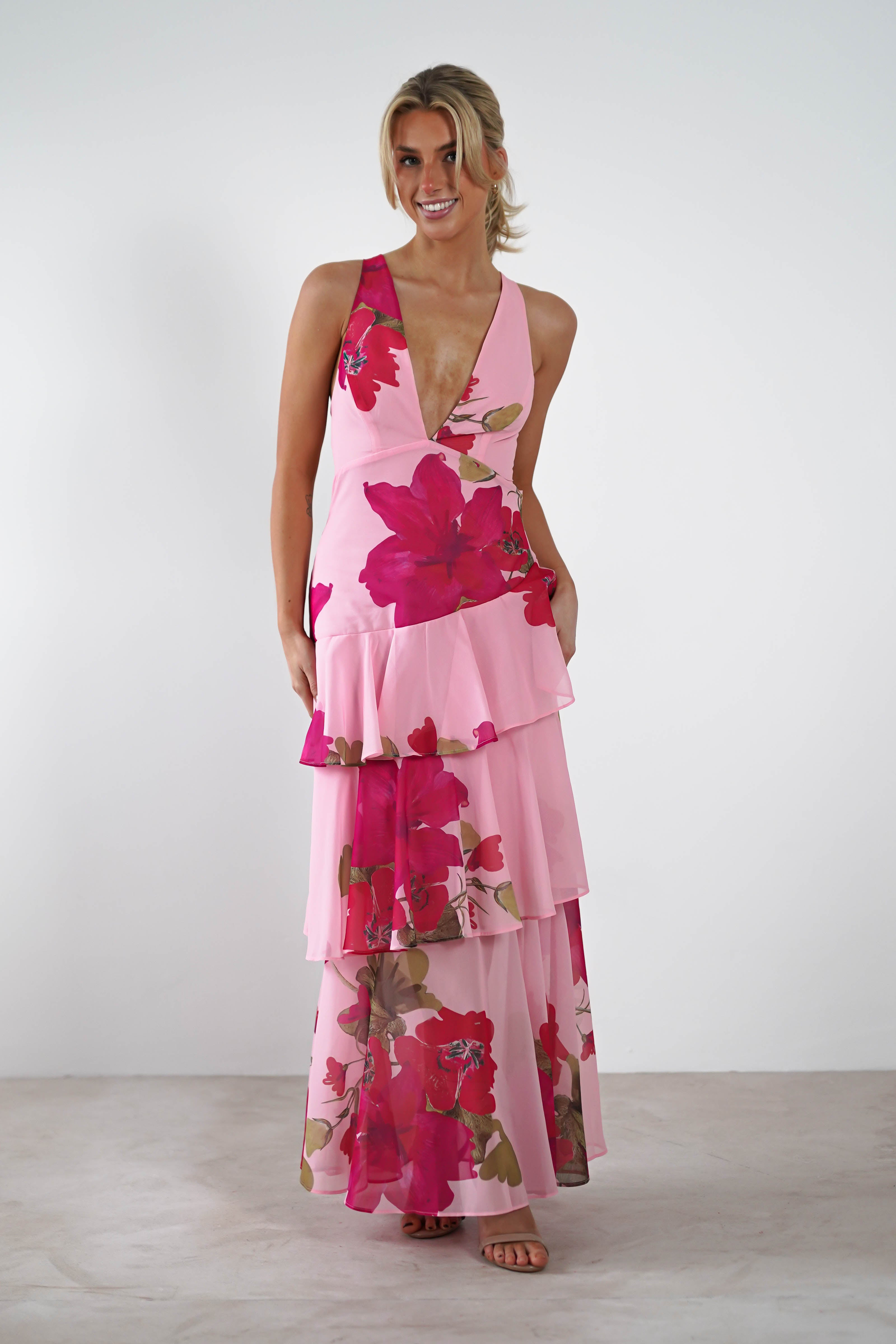 Lenora Floral Print Maxi Dress Pink | Wedding Guest Dress | Maxi | Oh Hello Clothing
