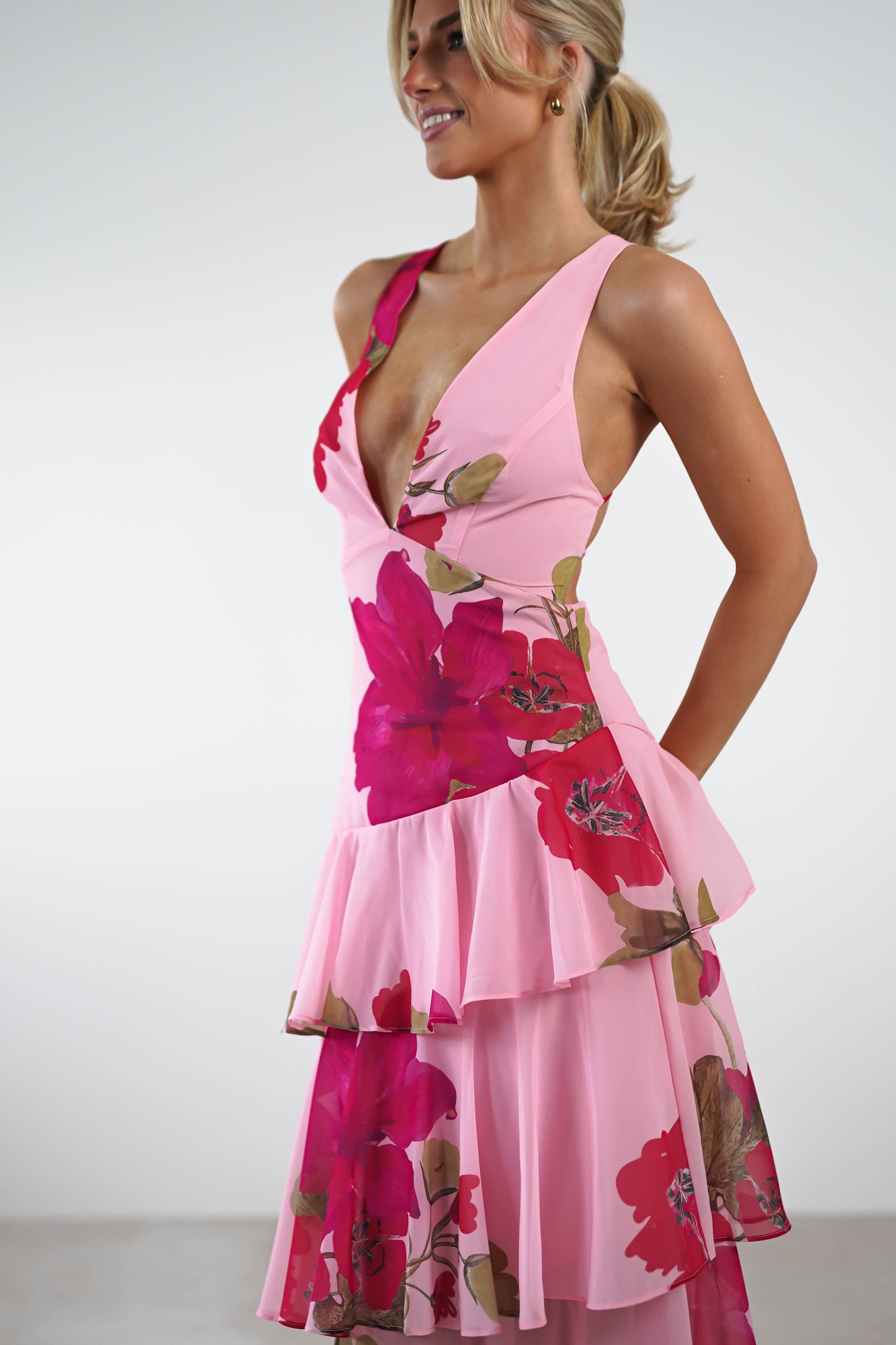 Lenora Floral Print Maxi Dress Pink | Wedding Guest Dress | Maxi | Oh Hello Clothing