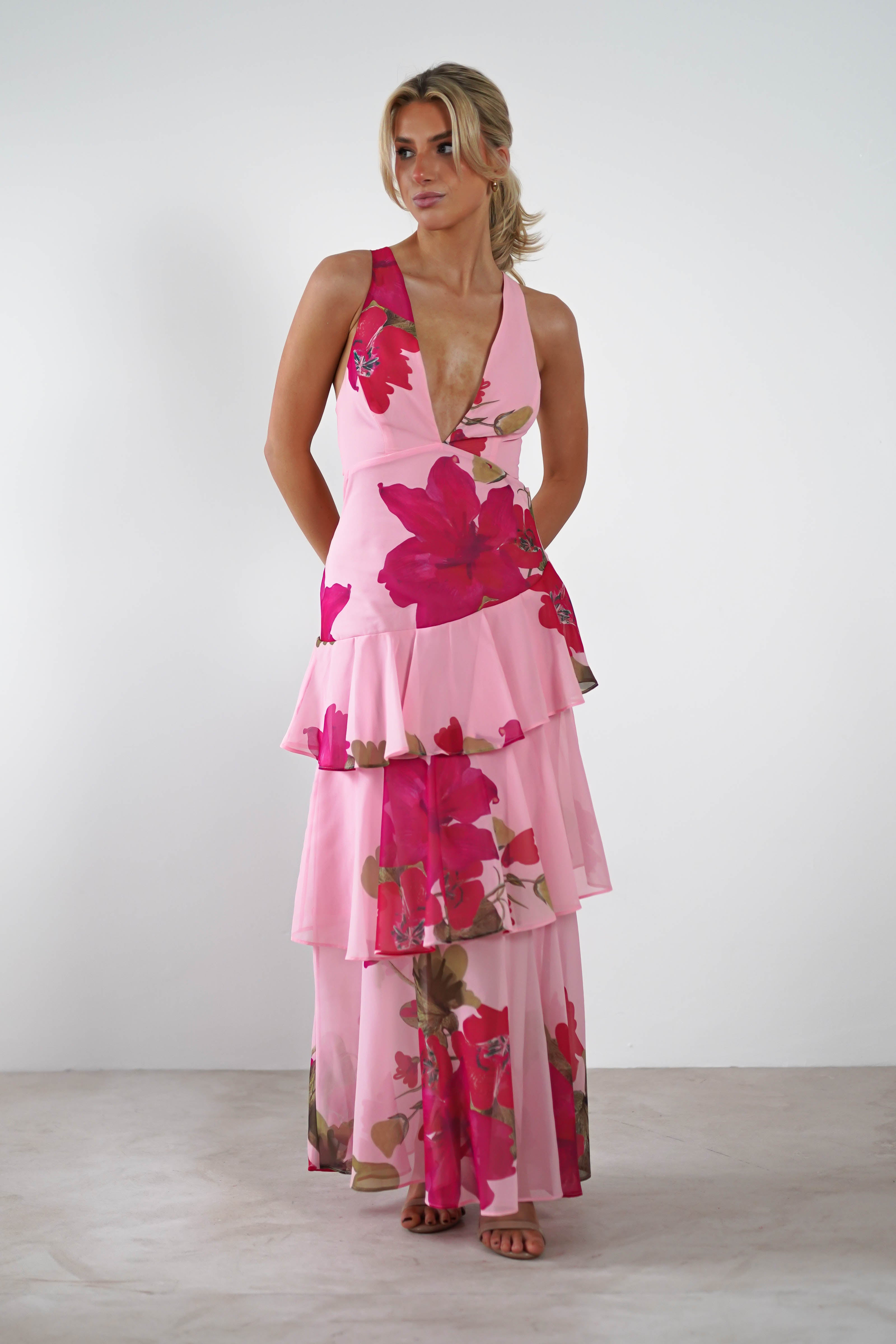 Lenora Floral Print Maxi Dress Pink | Wedding Guest Dress | Maxi | Oh Hello Clothing