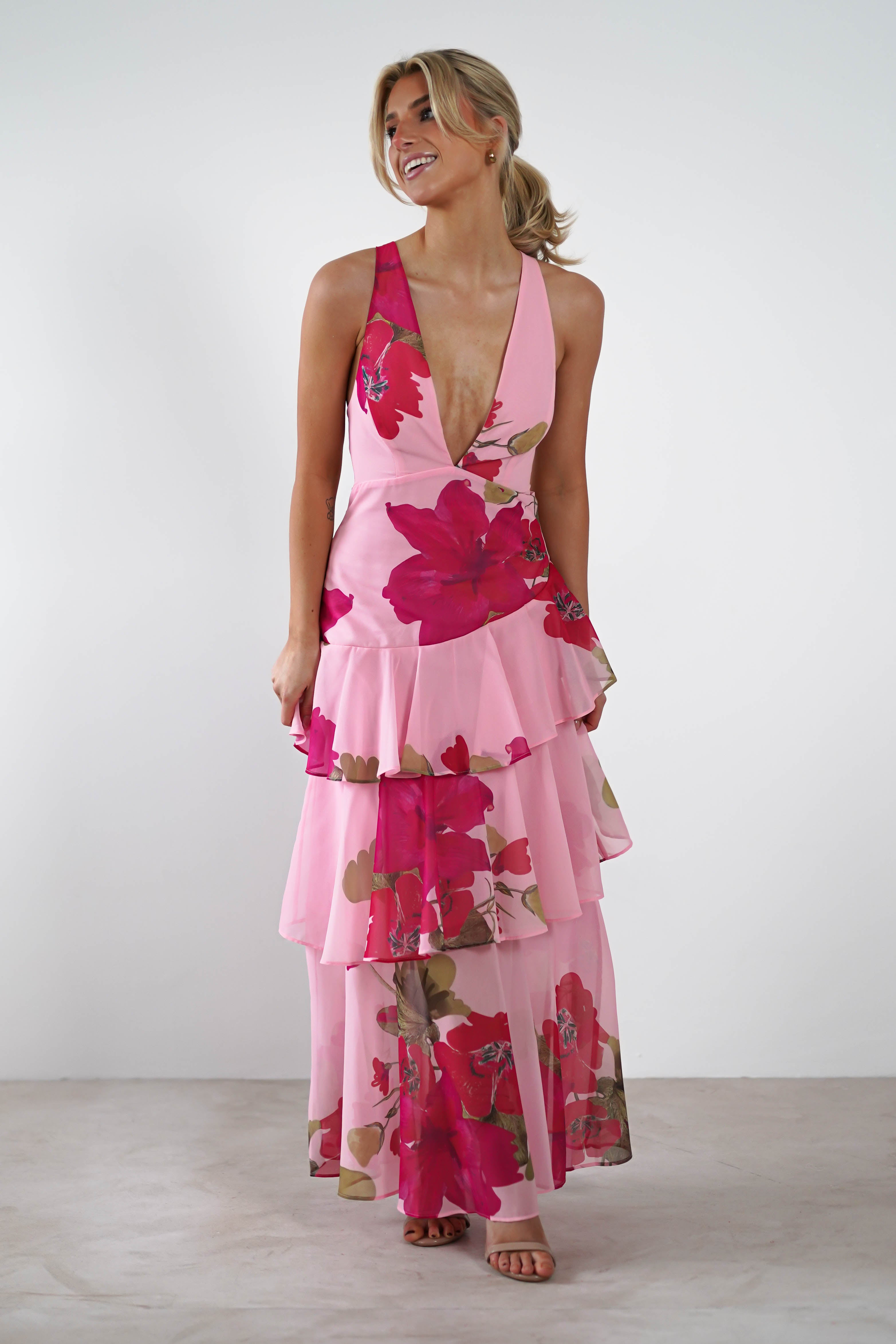 Lenora Floral Print Maxi Dress Pink | Wedding Guest Dress | Maxi | Oh Hello Clothing