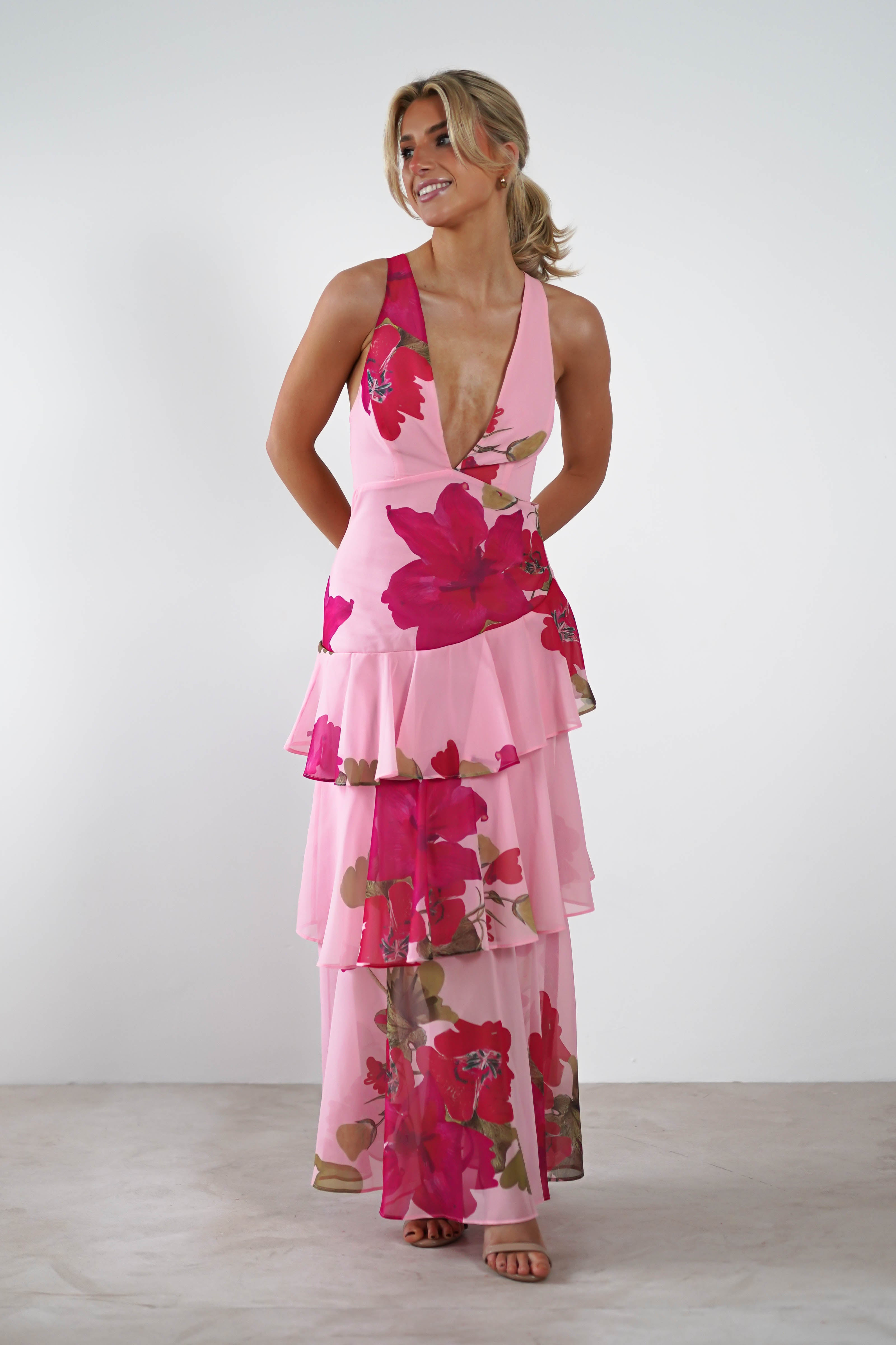 Lenora Floral Print Maxi Dress Pink | Wedding Guest Dress | Maxi | Oh Hello Clothing