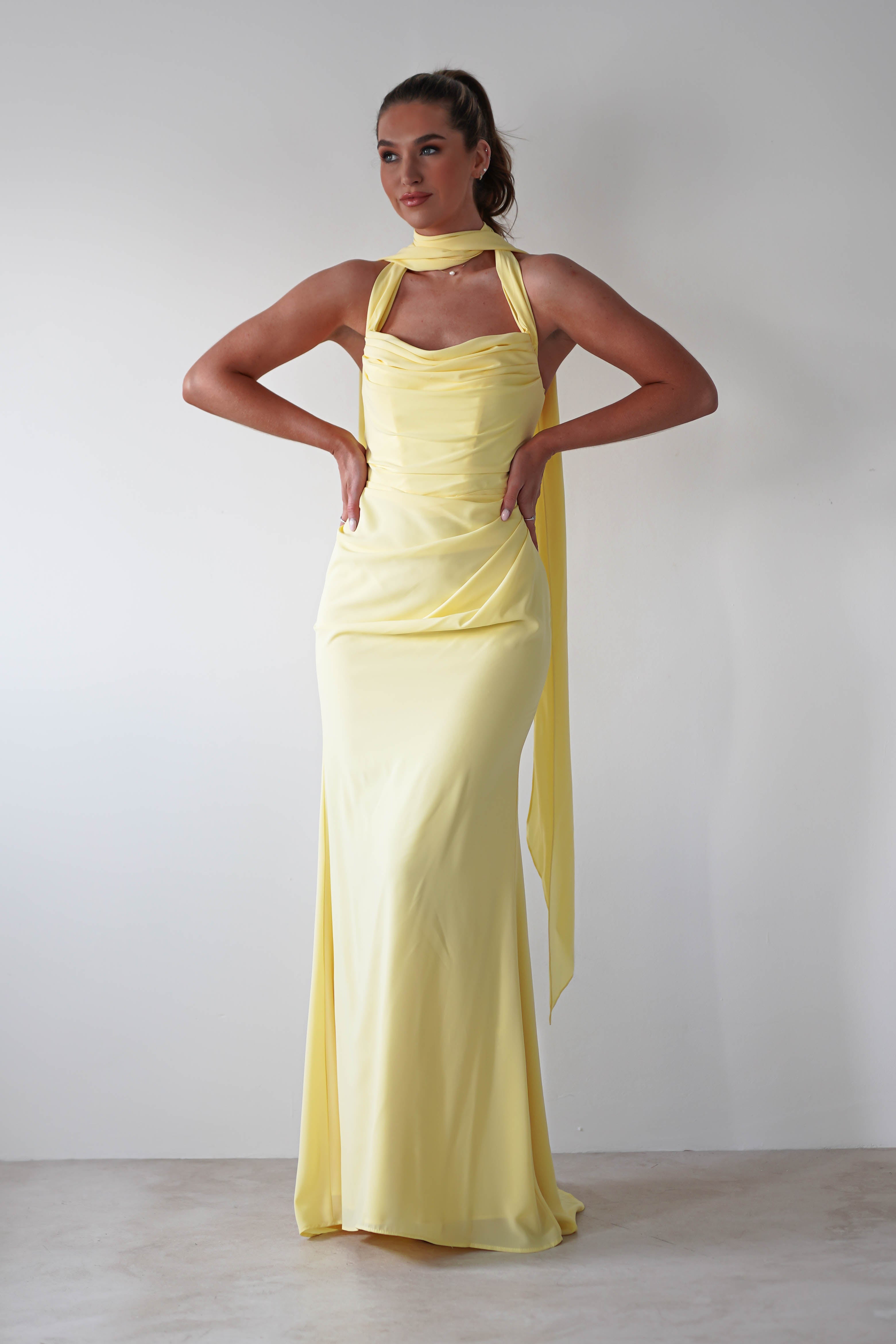 Lisa Multiway Chiffon Gown | Yellow | Debs & Prom | Formal Gown | Oh Hello Clothing