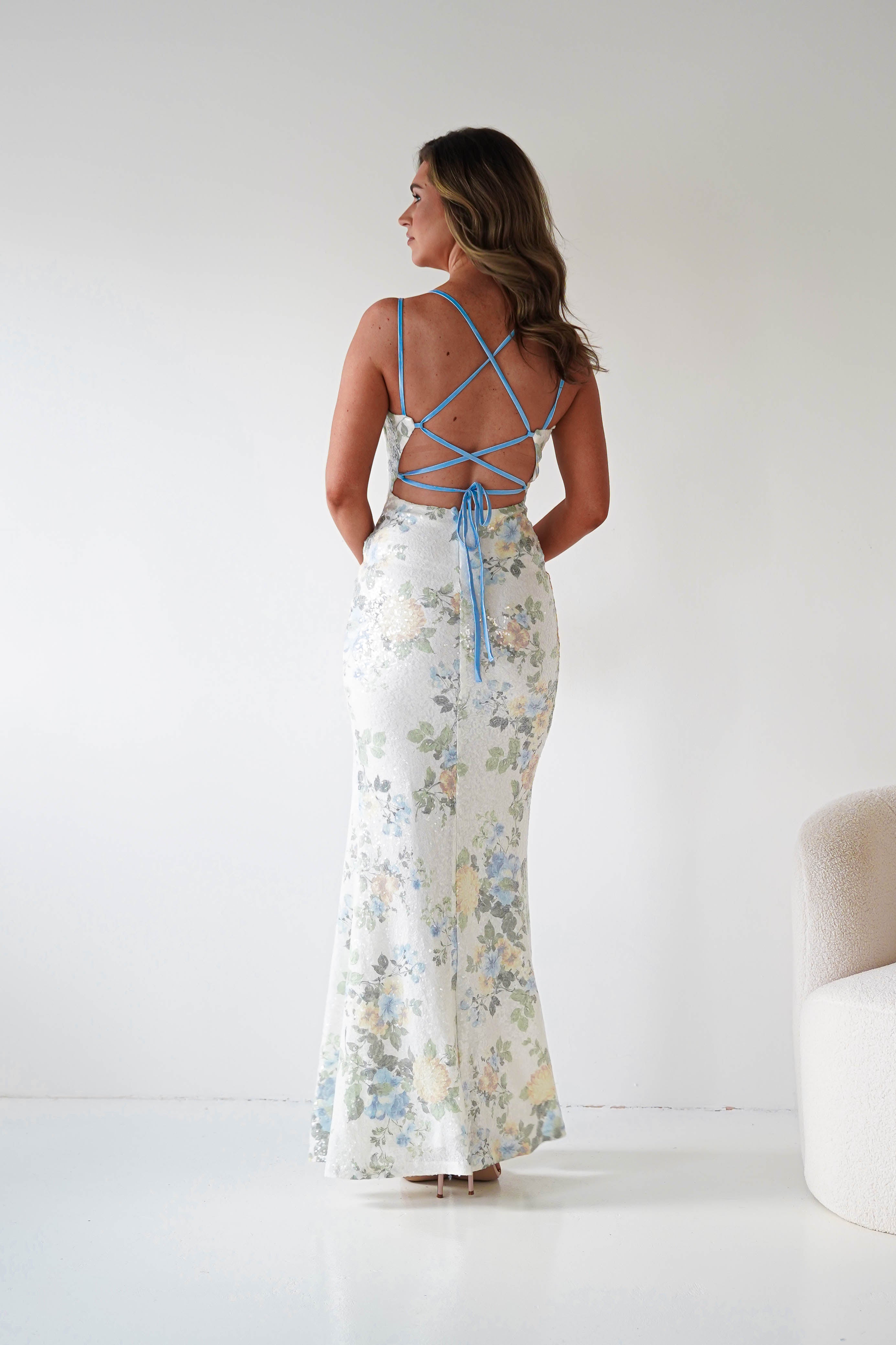 Oh Hello Clothing Women > Clothing > Dresses 1*DONE - LOVESOME-CD30948-Light blue SEQUIN GOWN (Copy)