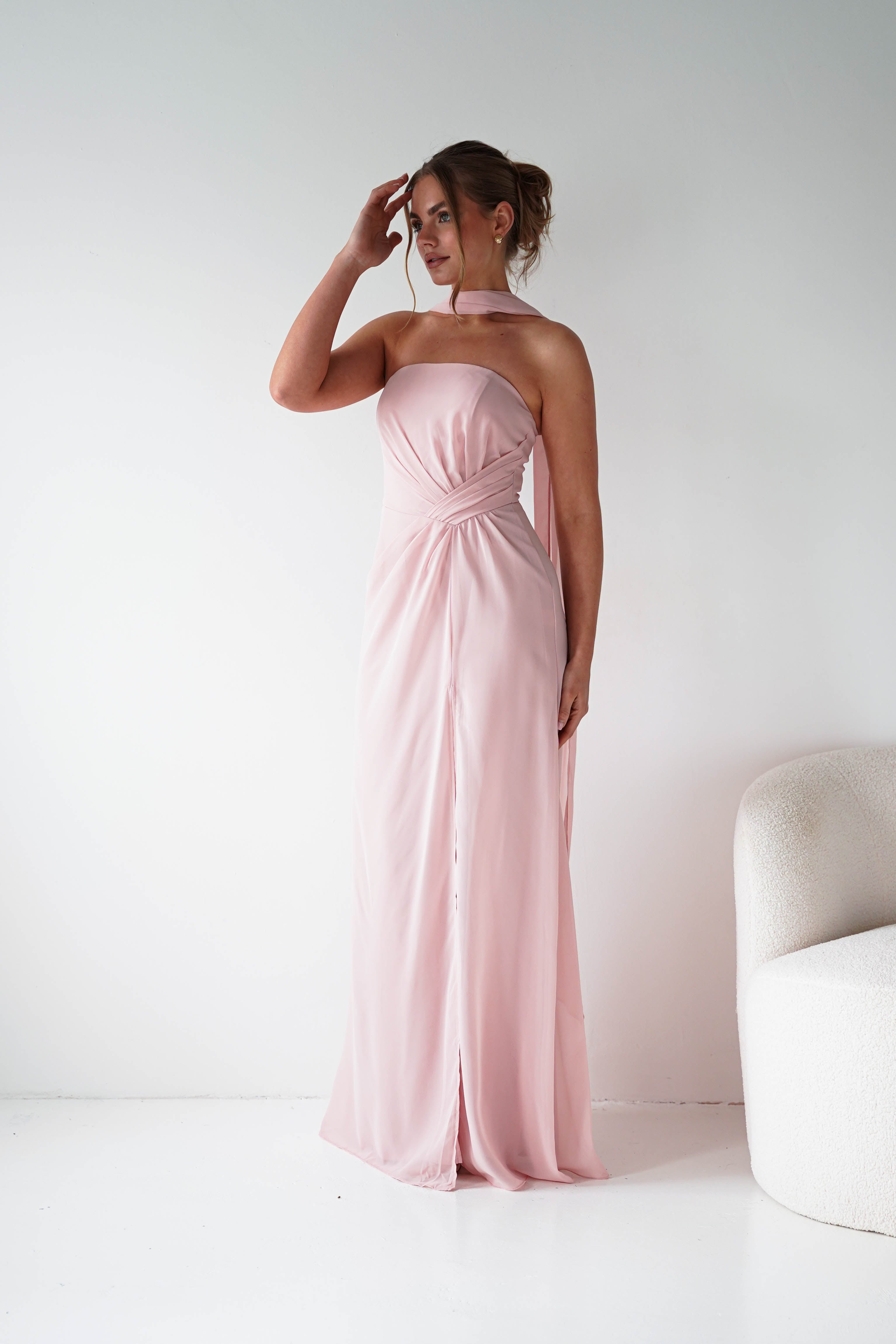 Oh Hello Clothing Women > Clothing > Dresses 1*DONE - MANIJU- MF23090-PINK Strapless Maxi Dress with Matching Scarf (Copy)