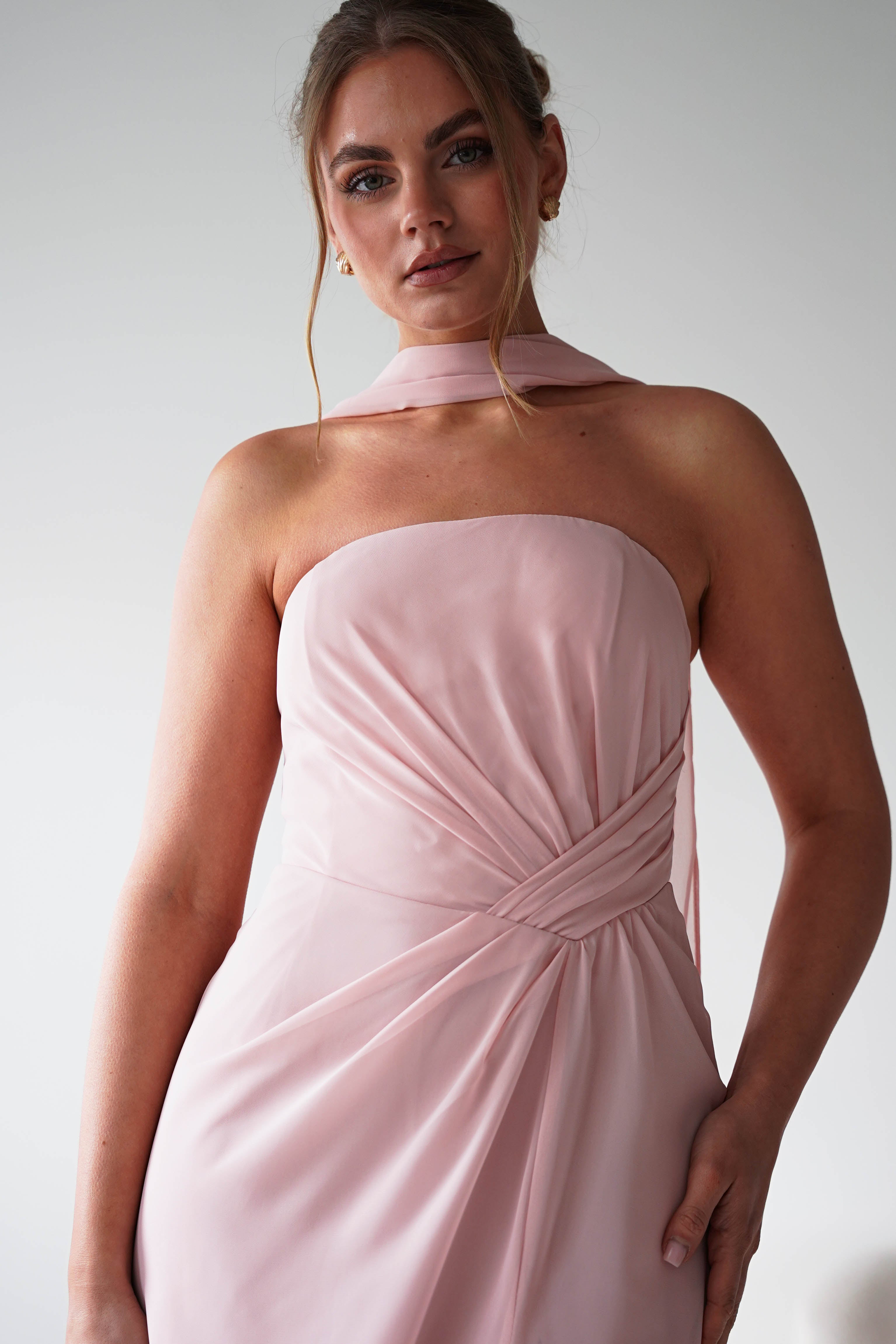 Oh Hello Clothing Women > Clothing > Dresses 1*DONE - MANIJU- MF23090-PINK Strapless Maxi Dress with Matching Scarf (Copy)