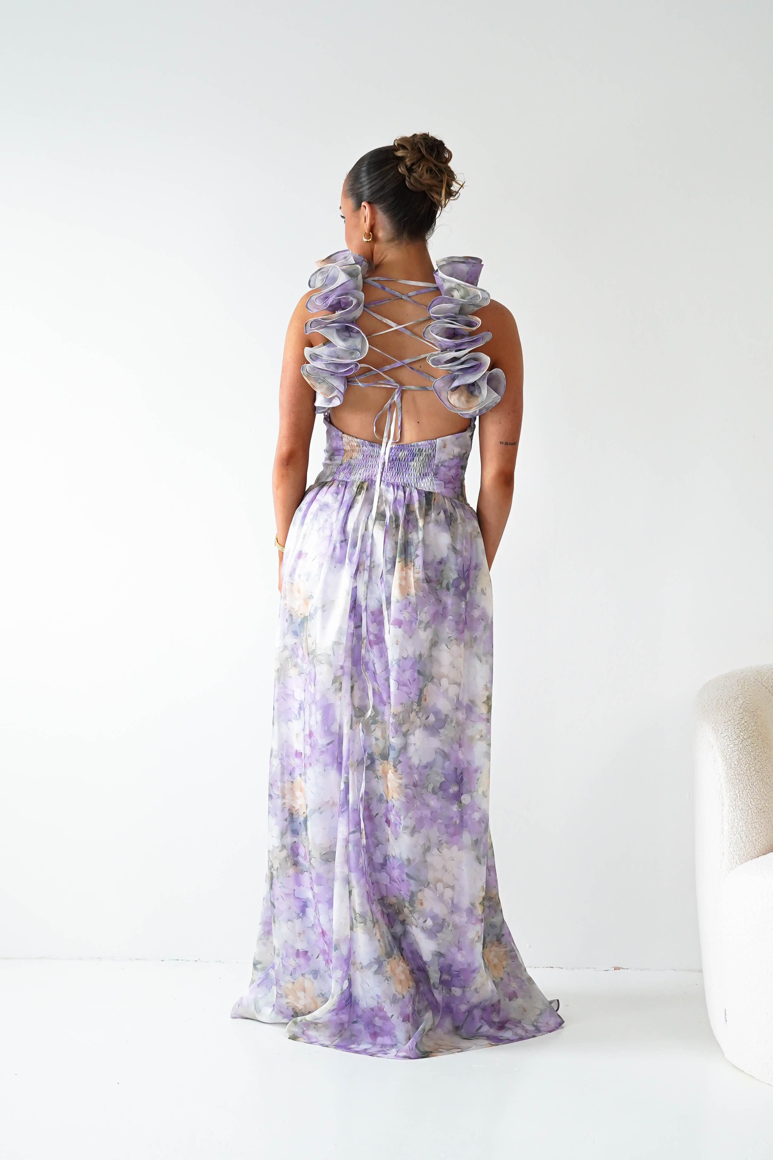 Oh Hello Clothing Women > Clothing > Dresses 1*DONE - MANIJU-MF25105-Floral Maxi Dress with Ruffle Detail