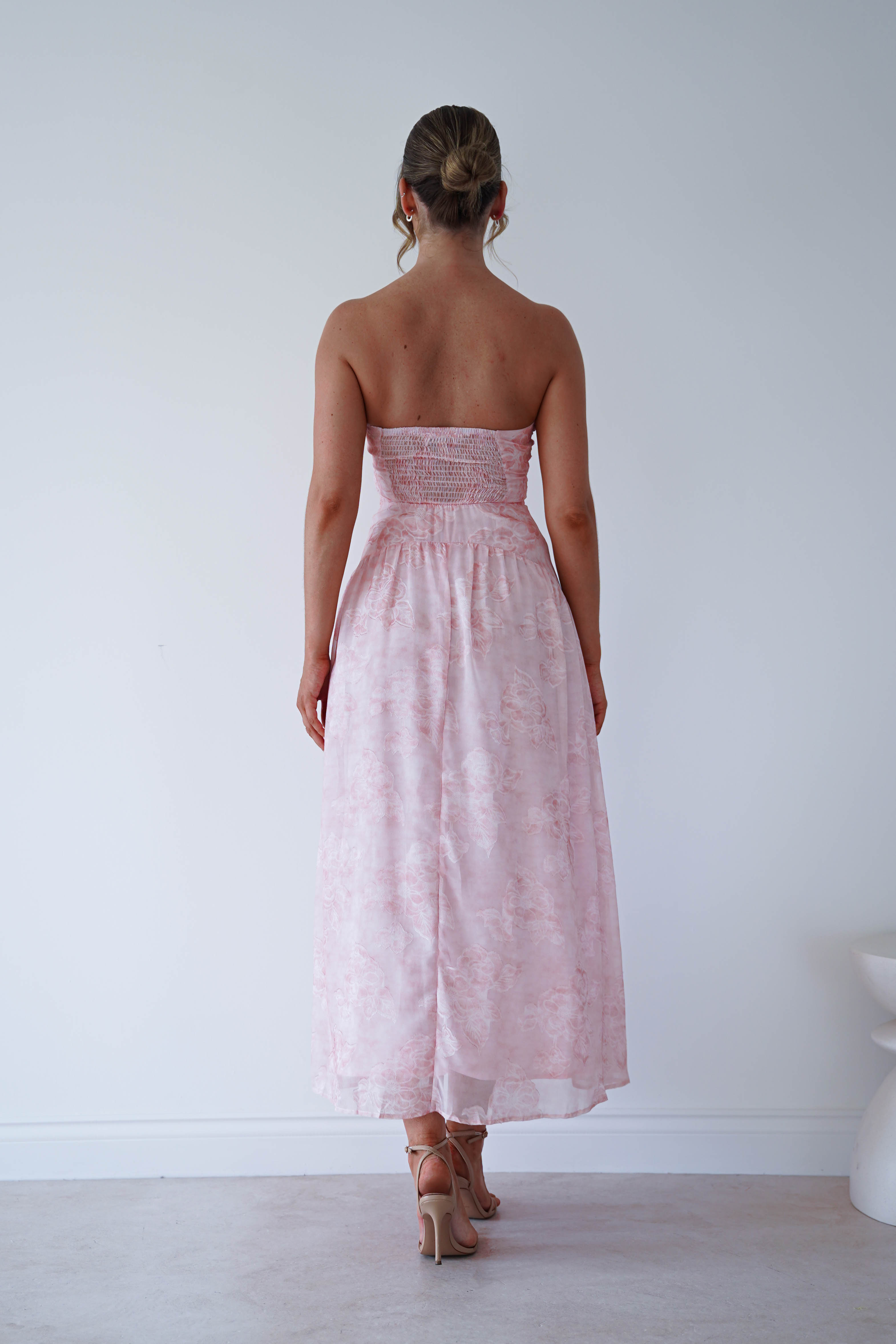 Oh Hello Clothing Women > Clothing > Dresses 1 *DONE MD09737 PINK CHIFFON FLORAL EMBOSSED MIDAXI