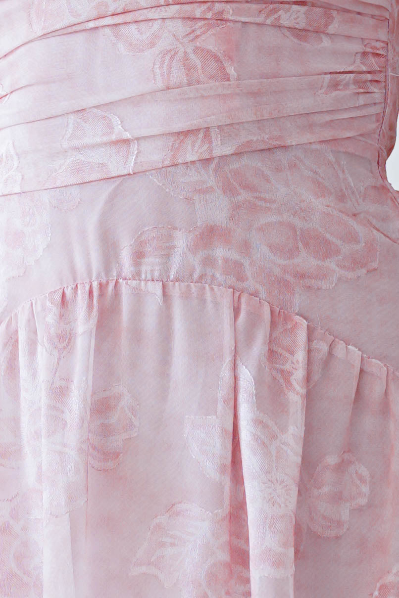 Oh Hello Clothing Women > Clothing > Dresses 1 *DONE MD09737 PINK CHIFFON FLORAL EMBOSSED MIDAXI