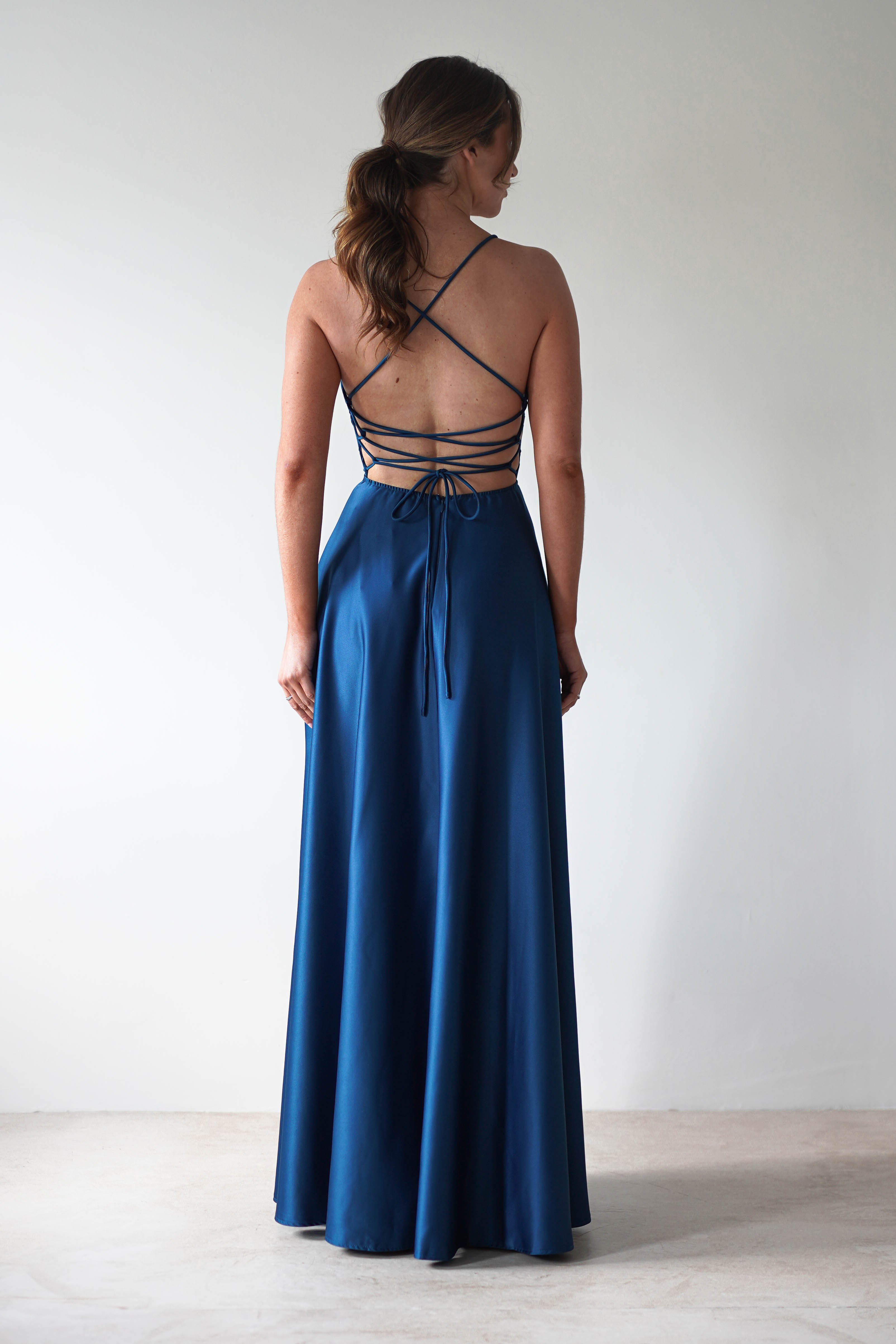 Shantal Satin Gown | Ocean Teal Blue | Debs & Prom | Formal Gown | Oh Hello Clothing
