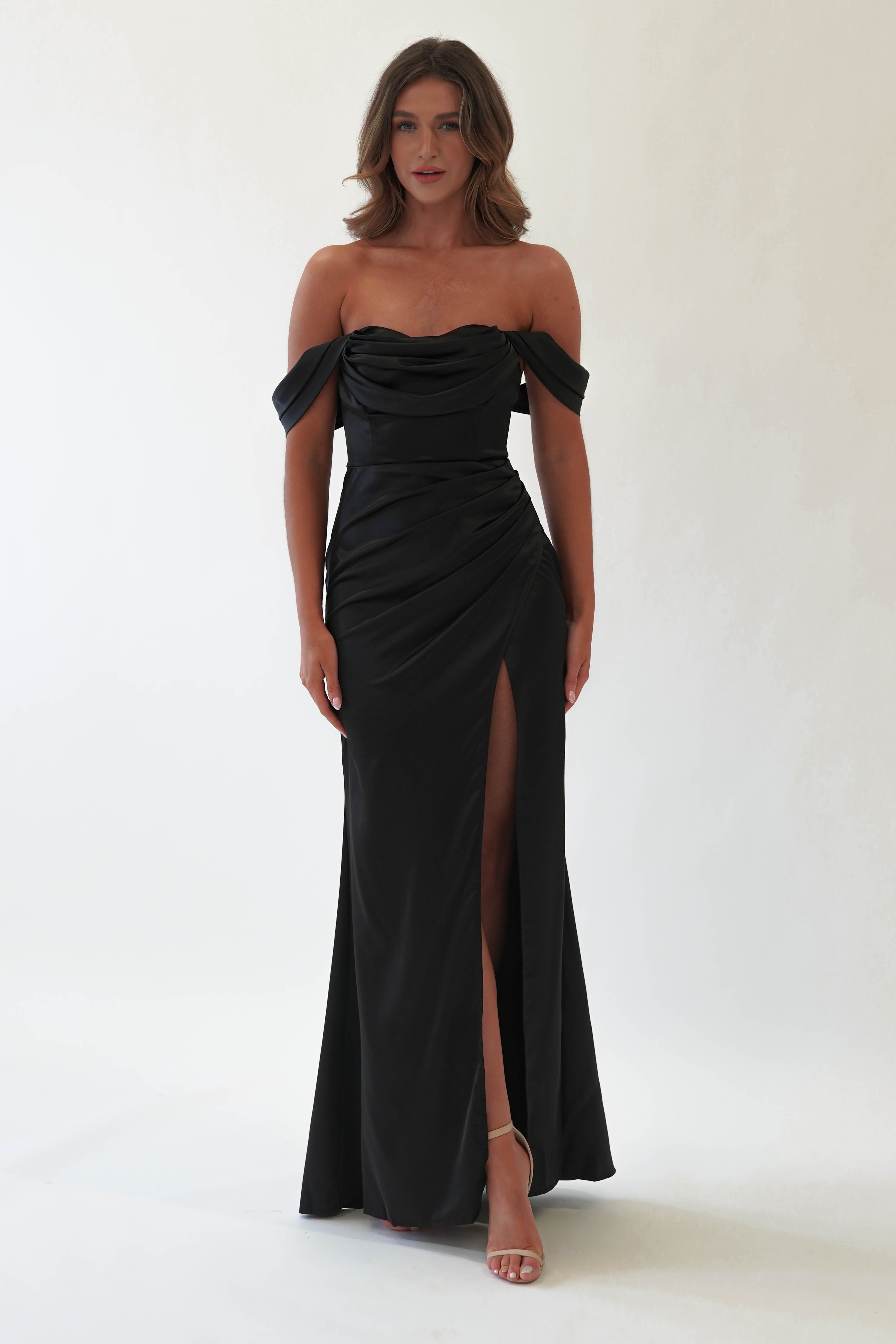 Monica Off The Shoulder Gown | Black | Debs & Prom | Formal Gown | Oh Hello Clothing