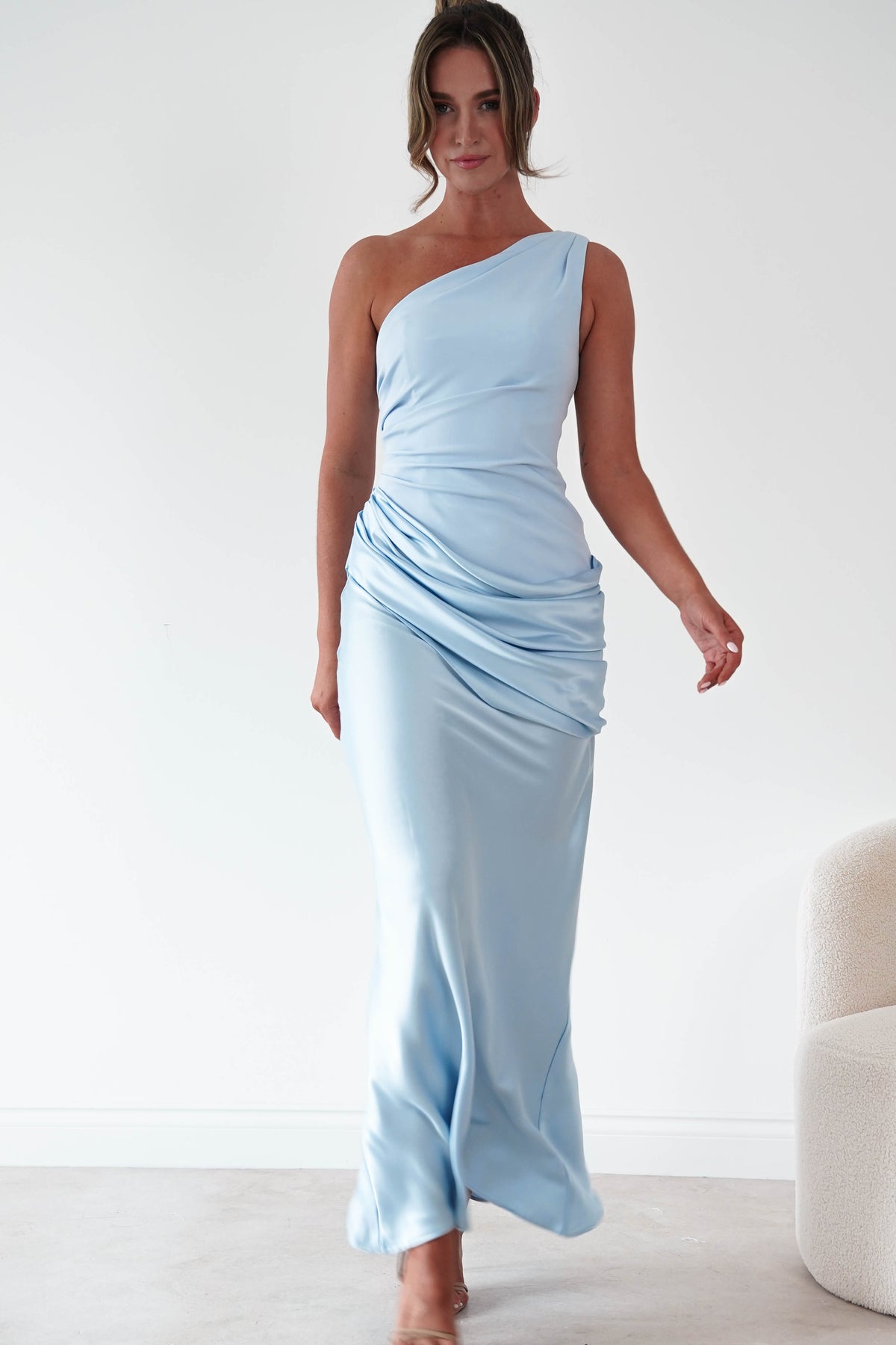 Oh Hello Clothing Dresses > Prom Dresses 1*done- Nadalia One Shoulder Satin Maxi Dress | new colour blue- sample (Copy)