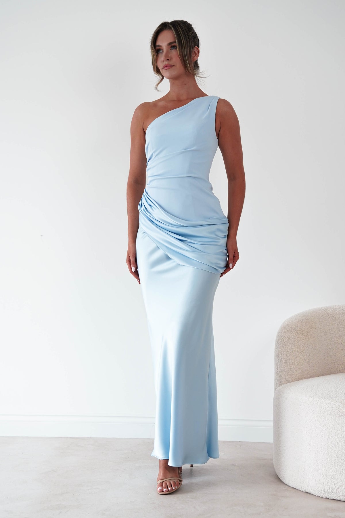 Oh Hello Clothing Dresses > Prom Dresses 1*done- Nadalia One Shoulder Satin Maxi Dress | new colour blue- sample (Copy)