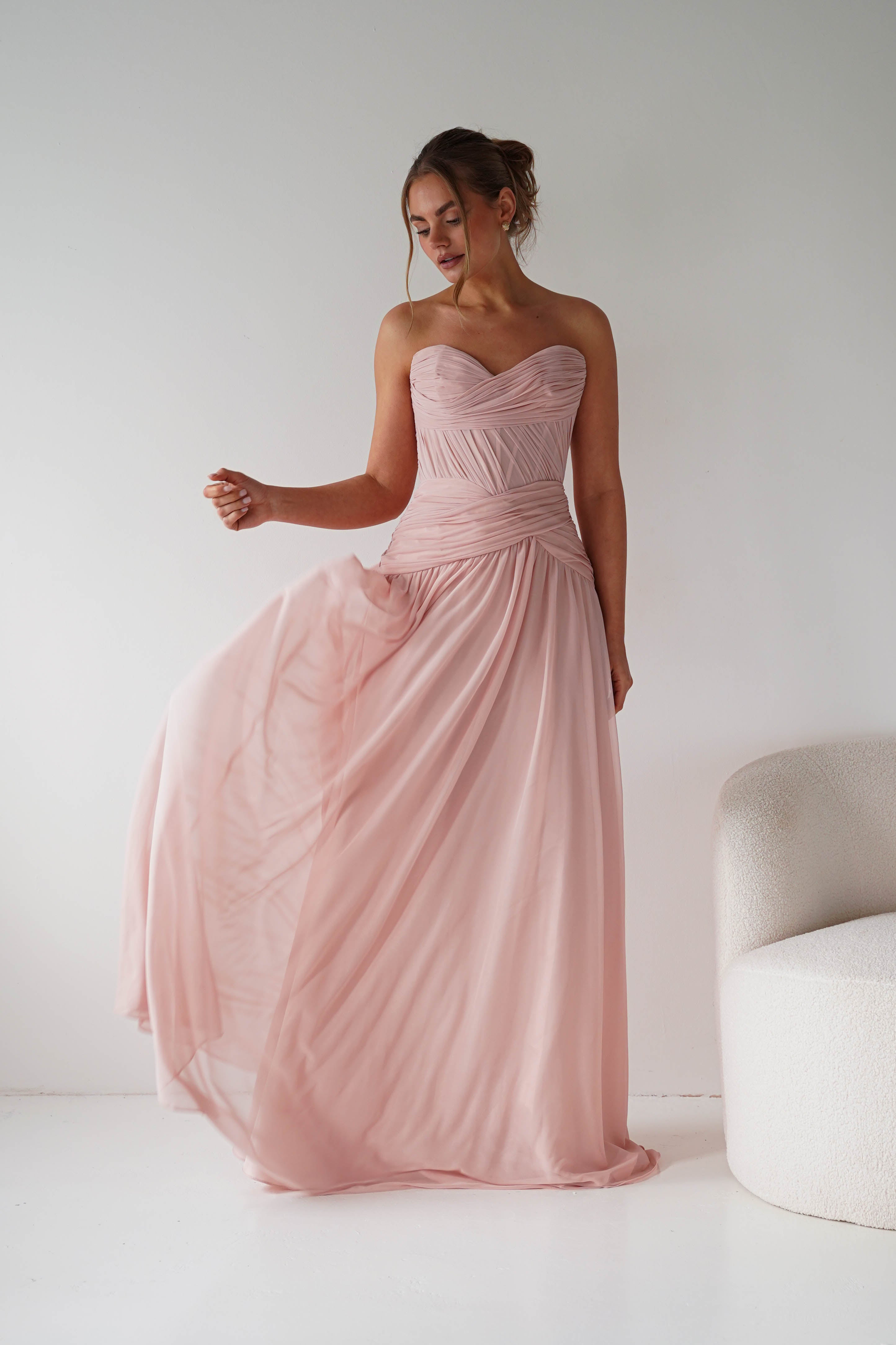 Oh Hello Clothing Women > Clothing > Dresses 1*done-Nicolette Strapless Chiffon Maxi Gown | new colour blush