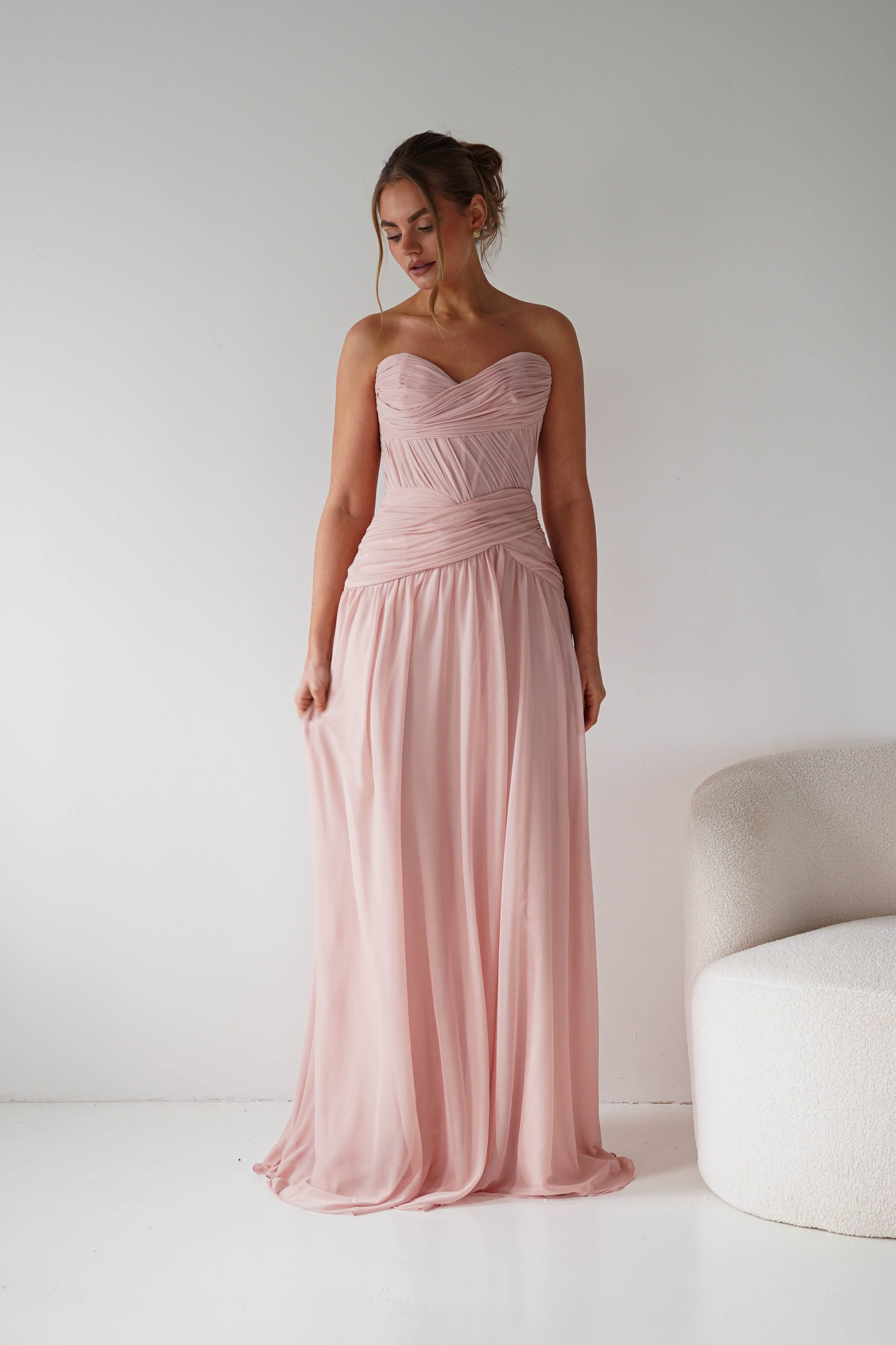 Oh Hello Clothing Women > Clothing > Dresses 1*done-Nicolette Strapless Chiffon Maxi Gown | new colour blush