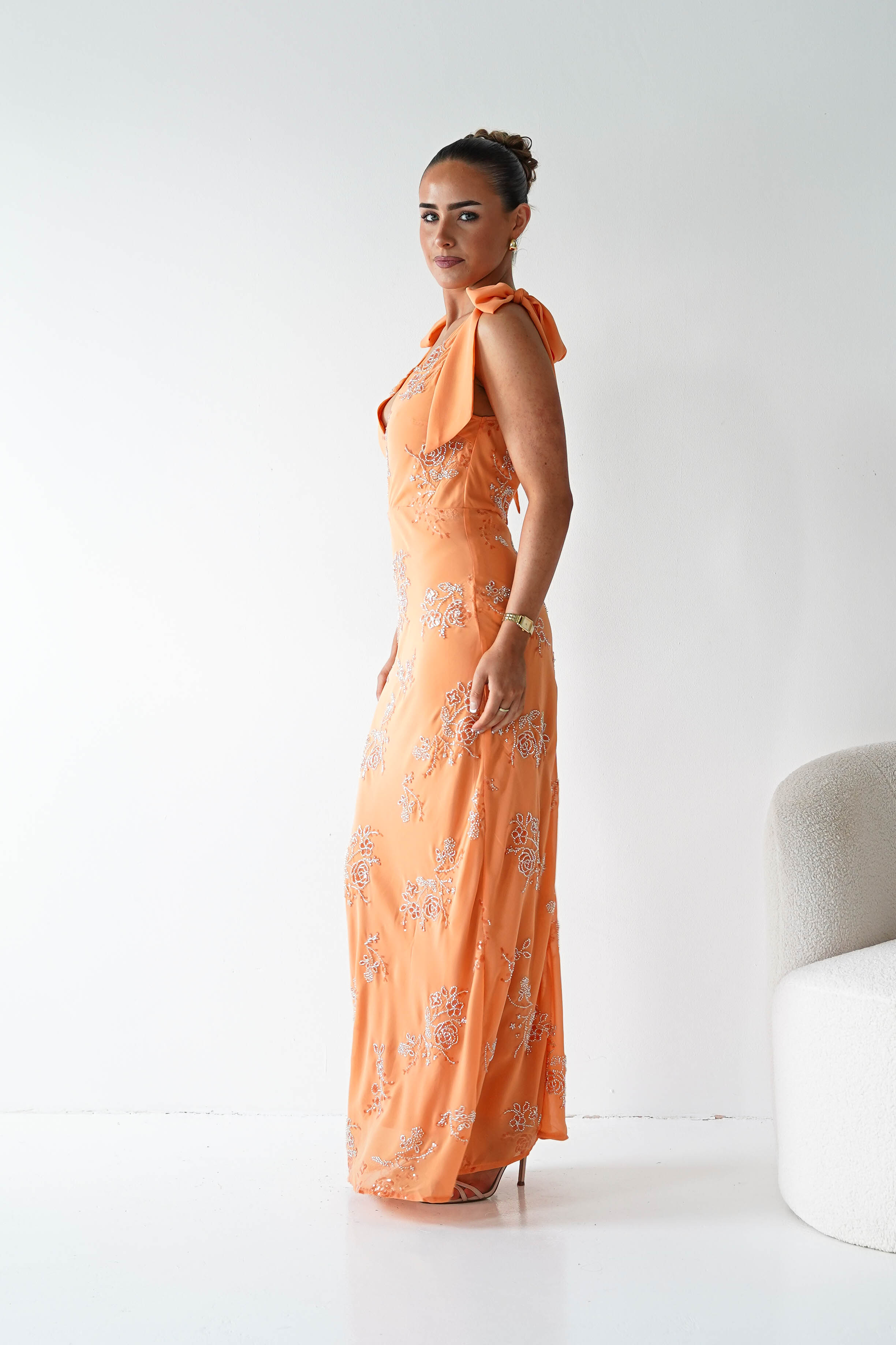 Oh Hello Clothing Women > Clothing > Dresses 1*DONE-Noah Floral Embellished Maxi Dress | ORANGE