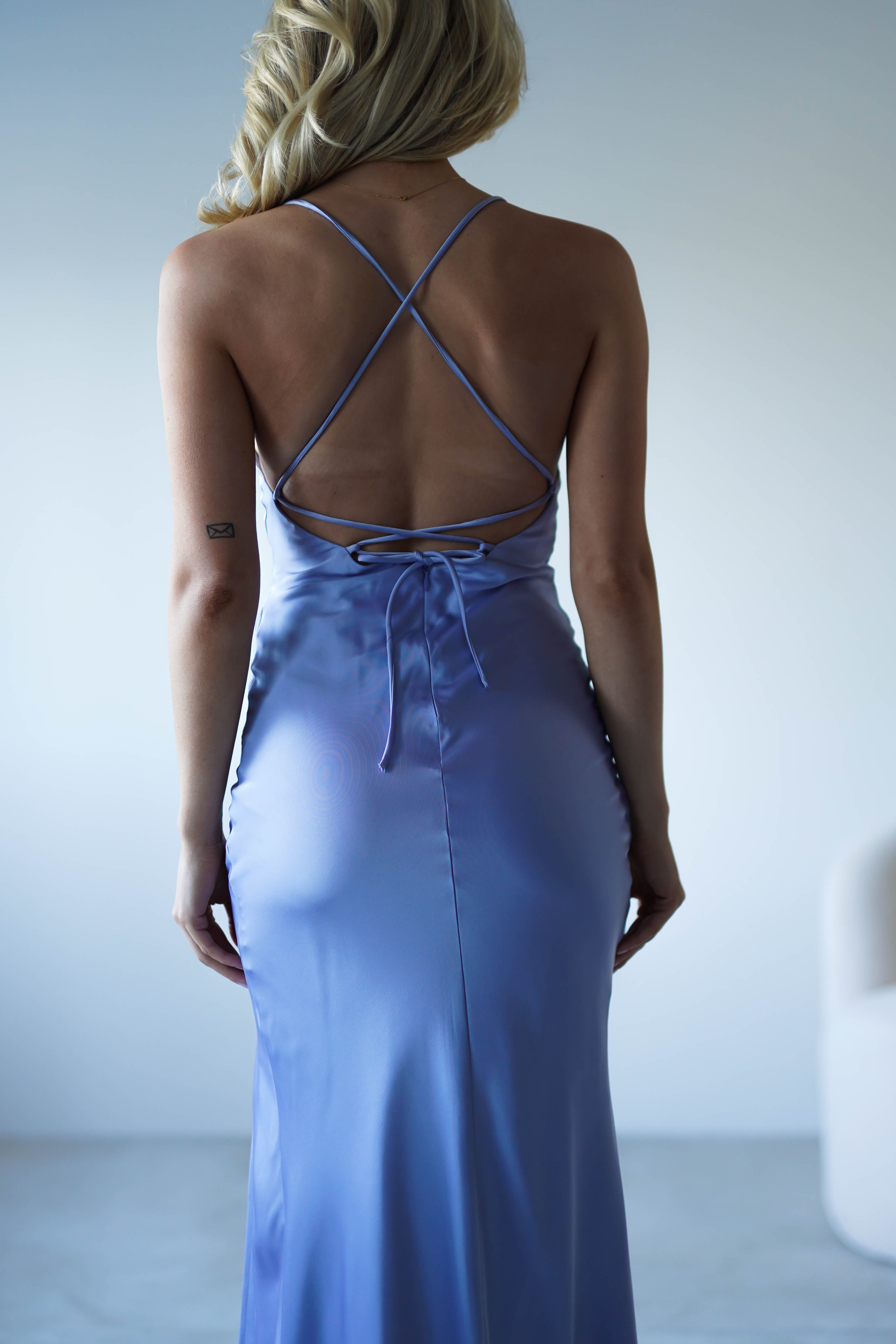 Elsa Matte Satin Maxi Gown | Periwinkle Blue | Debs & Prom | Formal Gown | Oh Hello Clothing