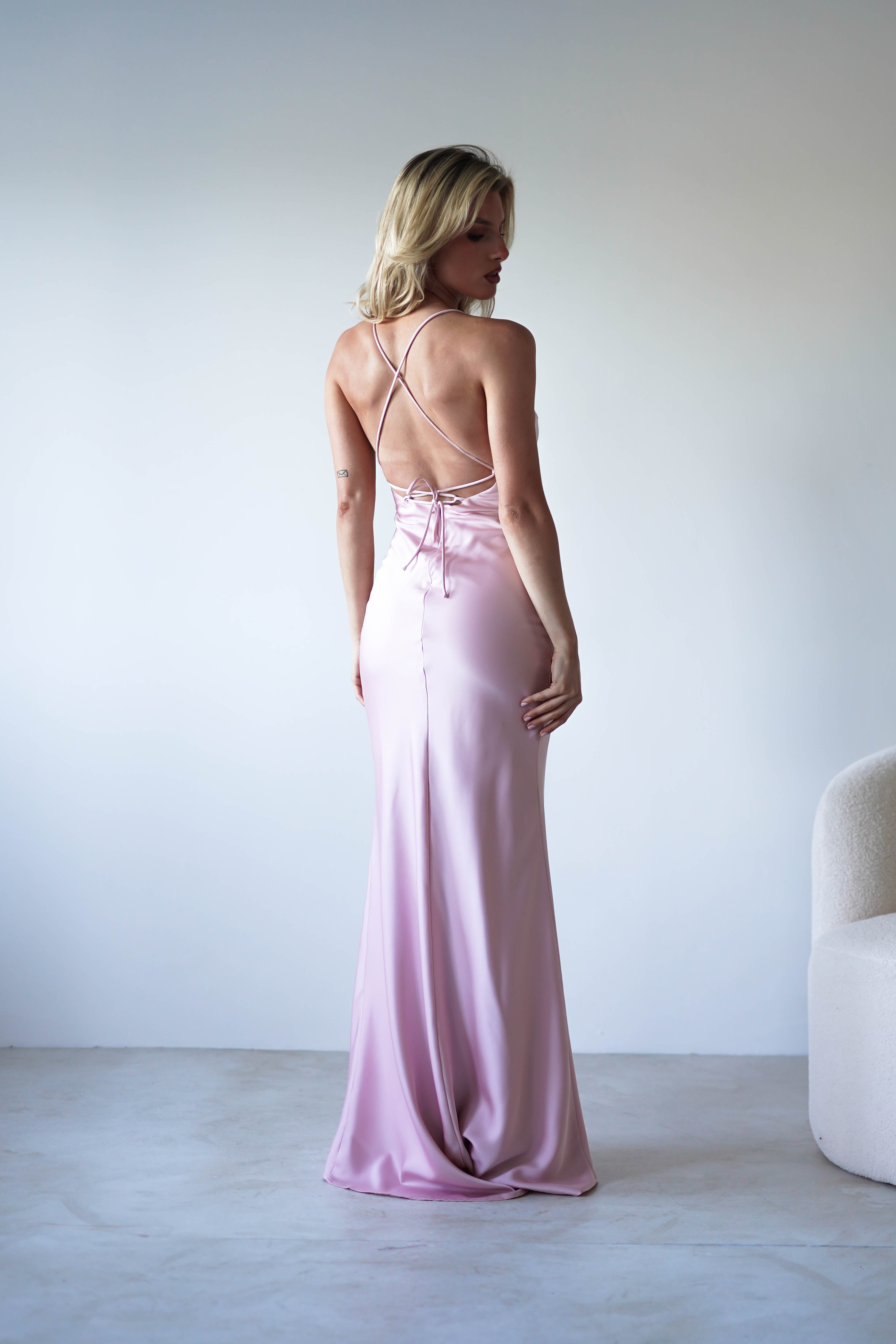 Elsa Matte Satin Maxi Gown | Blush Pink | Debs & Prom | Formal Gown | Oh Hello Clothing